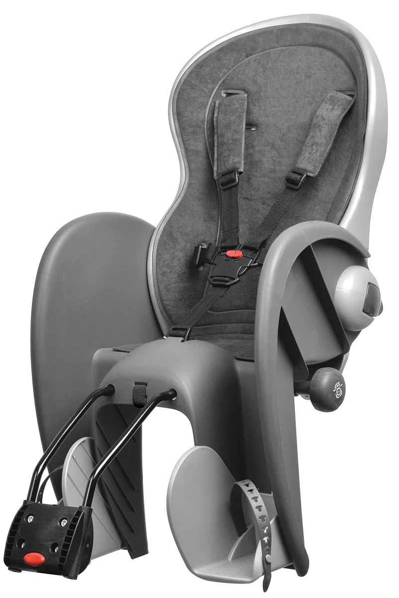 POLISPORT 8633200002 - Fotelik tylny WALLABY FF do roweru z kołami od 26'' do 28'', odpowiedni dla dzieci o wadze od 9 do 22 kg, mocowany do ramy w kolorze szary