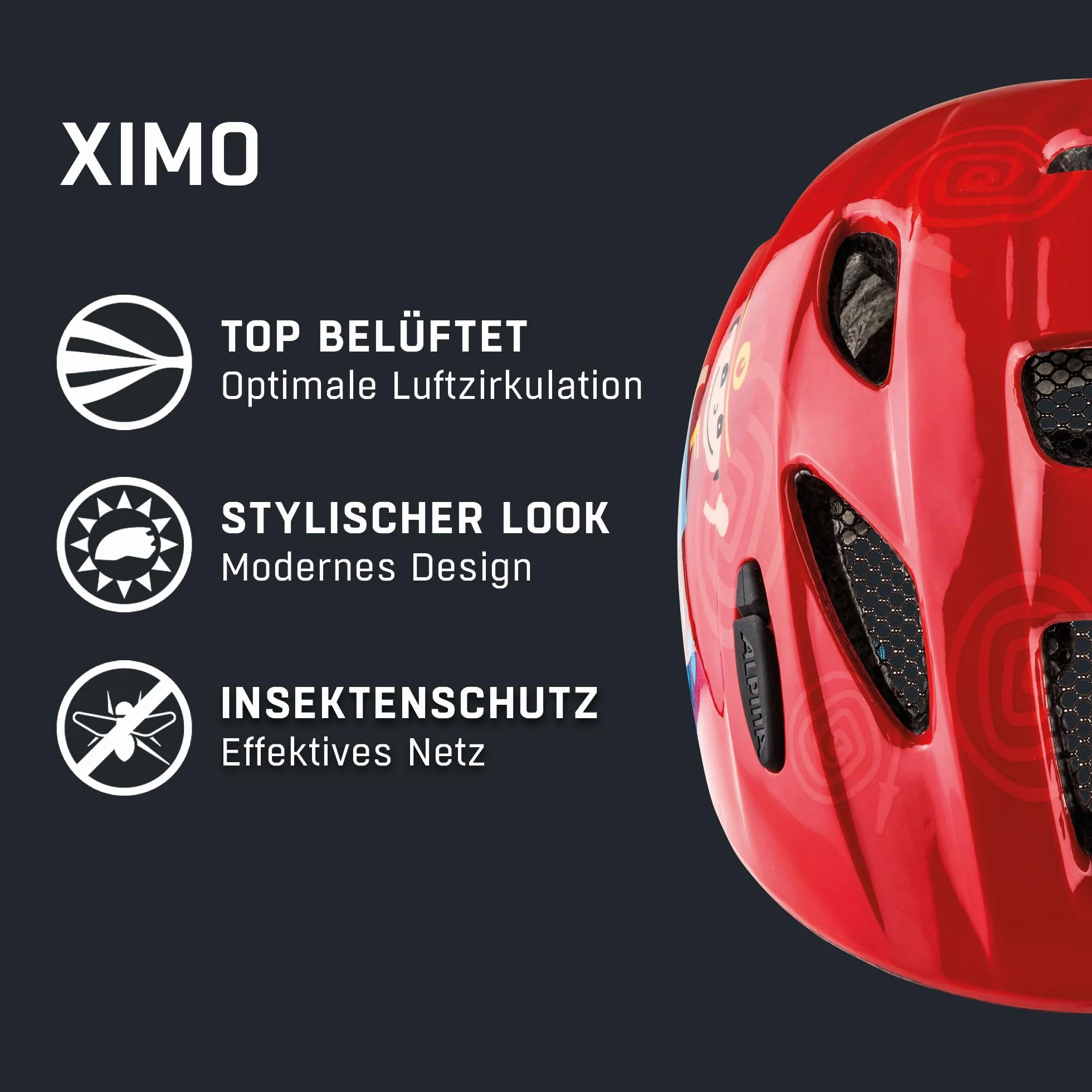 ALPINA XIMO kask rowerowy, uniseks, dla dzieci, kolor pomarańczowo-rabbitowy, 47-51 cm