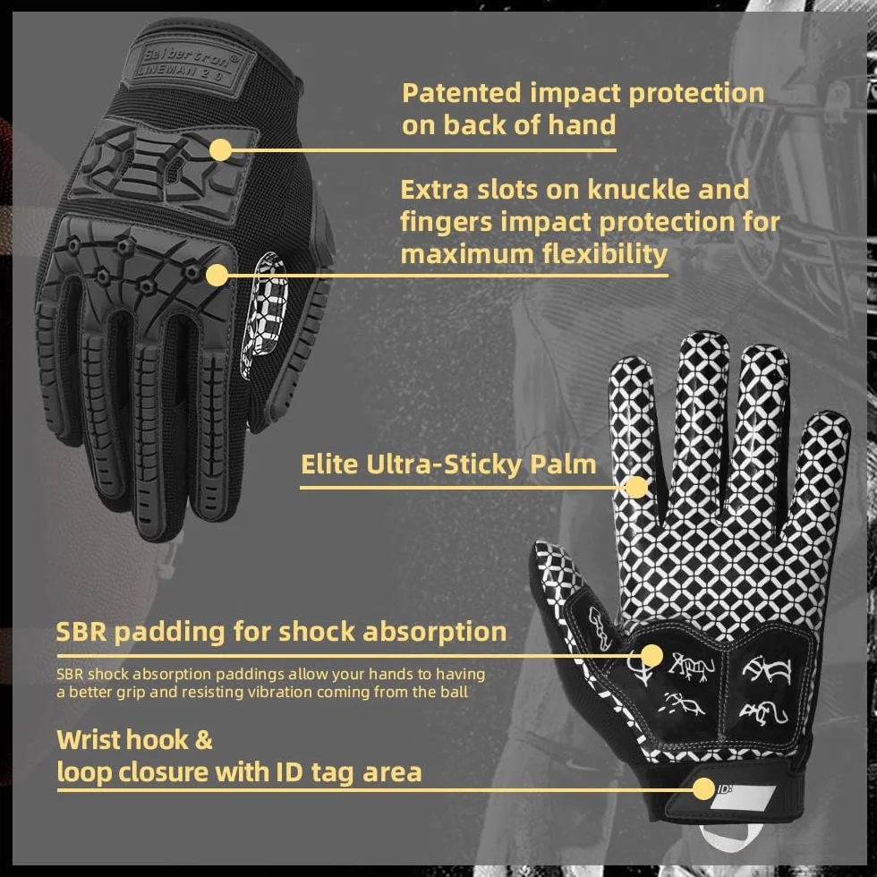 Seibertron Lineman 2.0 Rękawice Piłkarskie Antypoślizgowe TPR Impact Protection