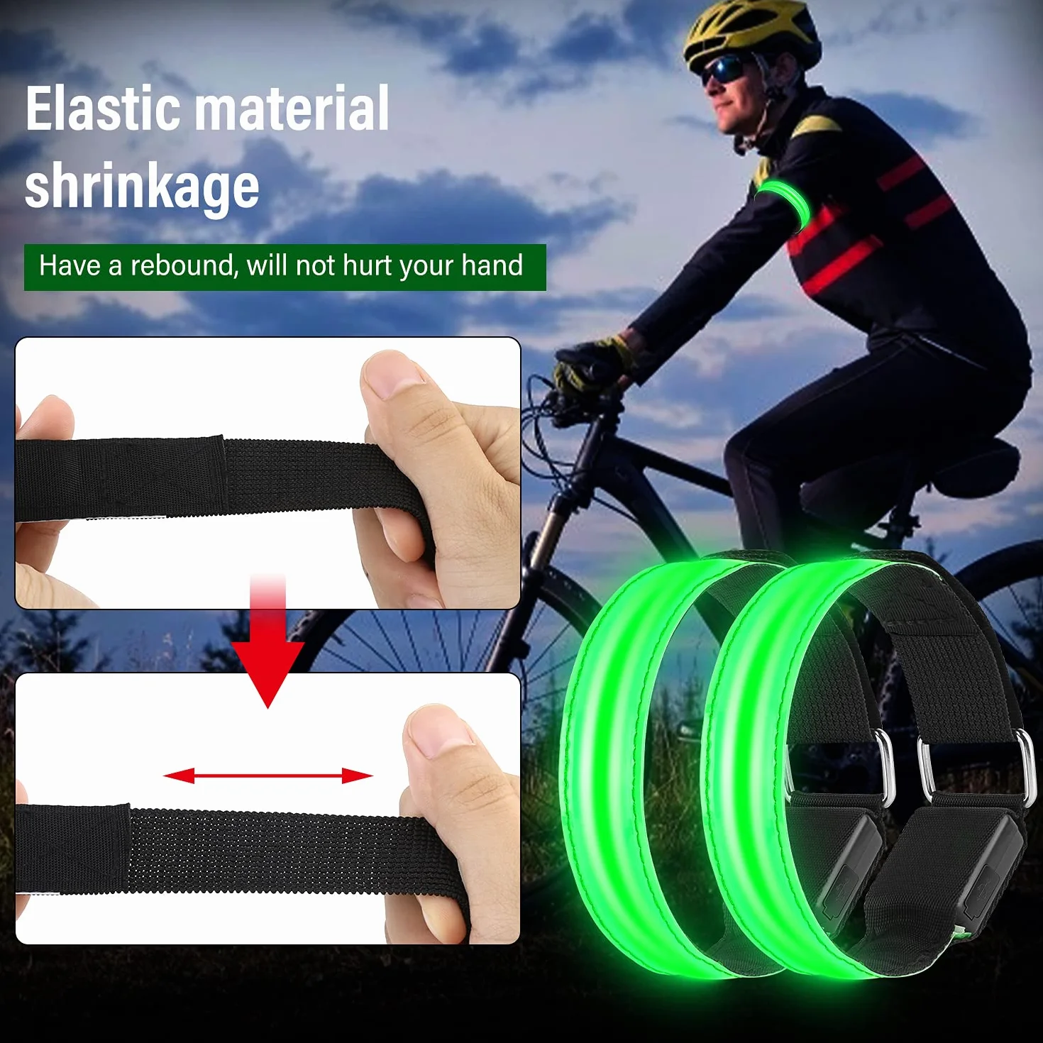 Bransoletka LED USB odblaskowa 4 sztuki do biegania dla dzieci sport