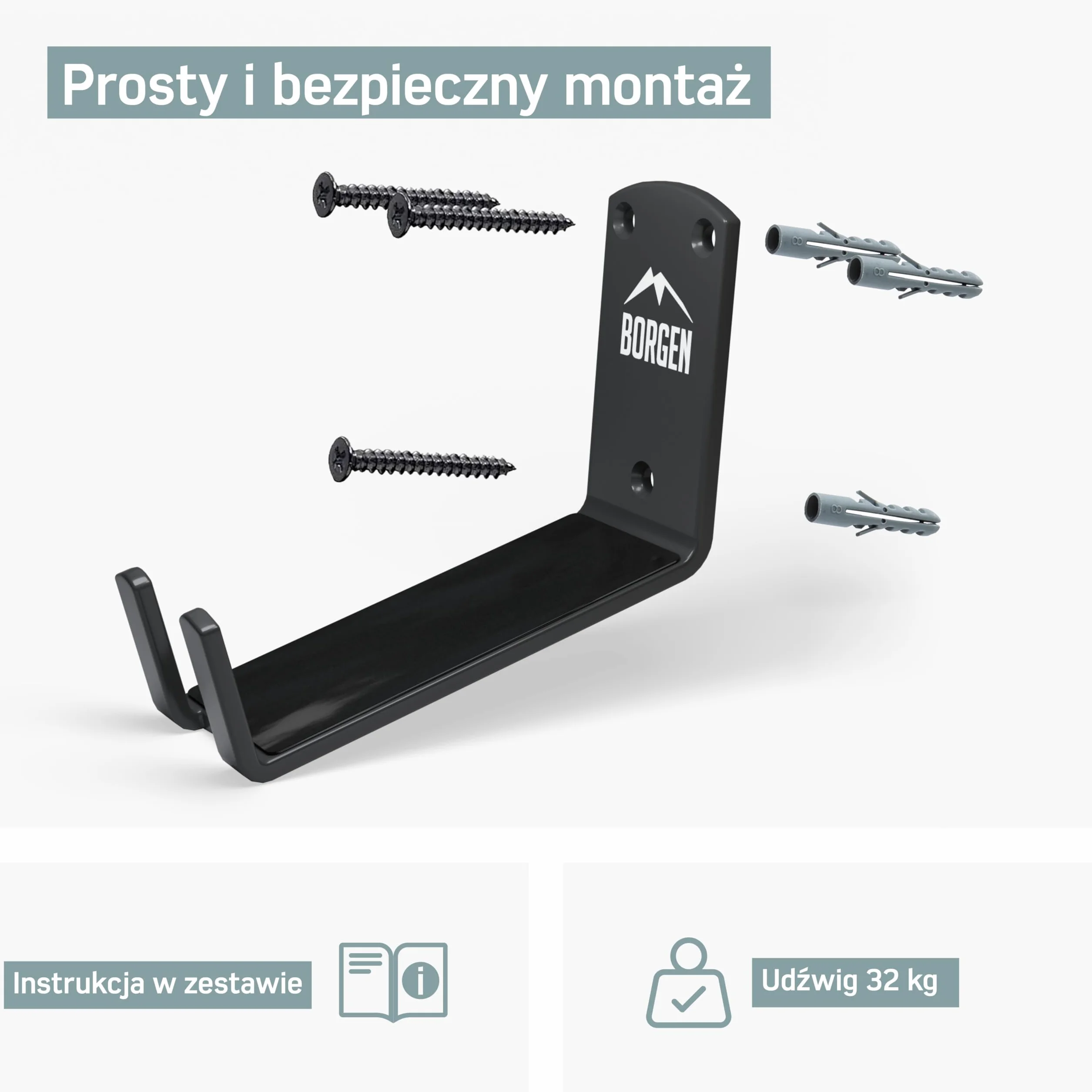Borgen uchwyt ścienny do roweru o nośności 30 kg - uchwyt ścienny do roweru elektrycznego, MTB i szosowego