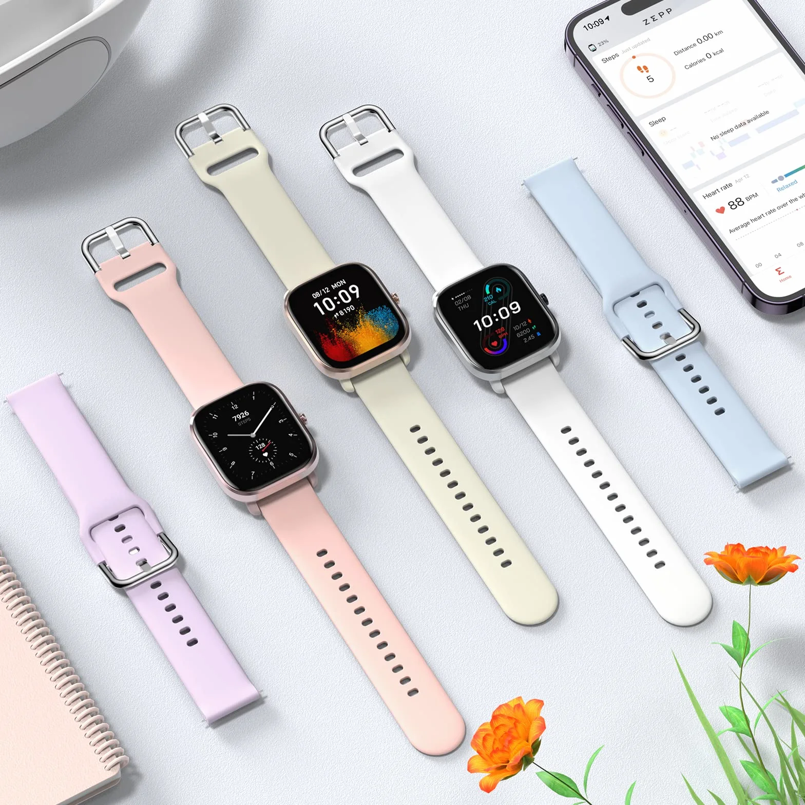 Higgs 5 Pack 20 mm pasek kompatybilny z paskiem Amazfit GTS 4 2 Mini/GTS 2 2e 3 4 dla kobiet i mężczyzn, Cinturini Amazfit Bip U pro/Bip 3 Pro/Bip S Lite/Bip Lite, miękkie silikonowe bransoletki sportowe różowe