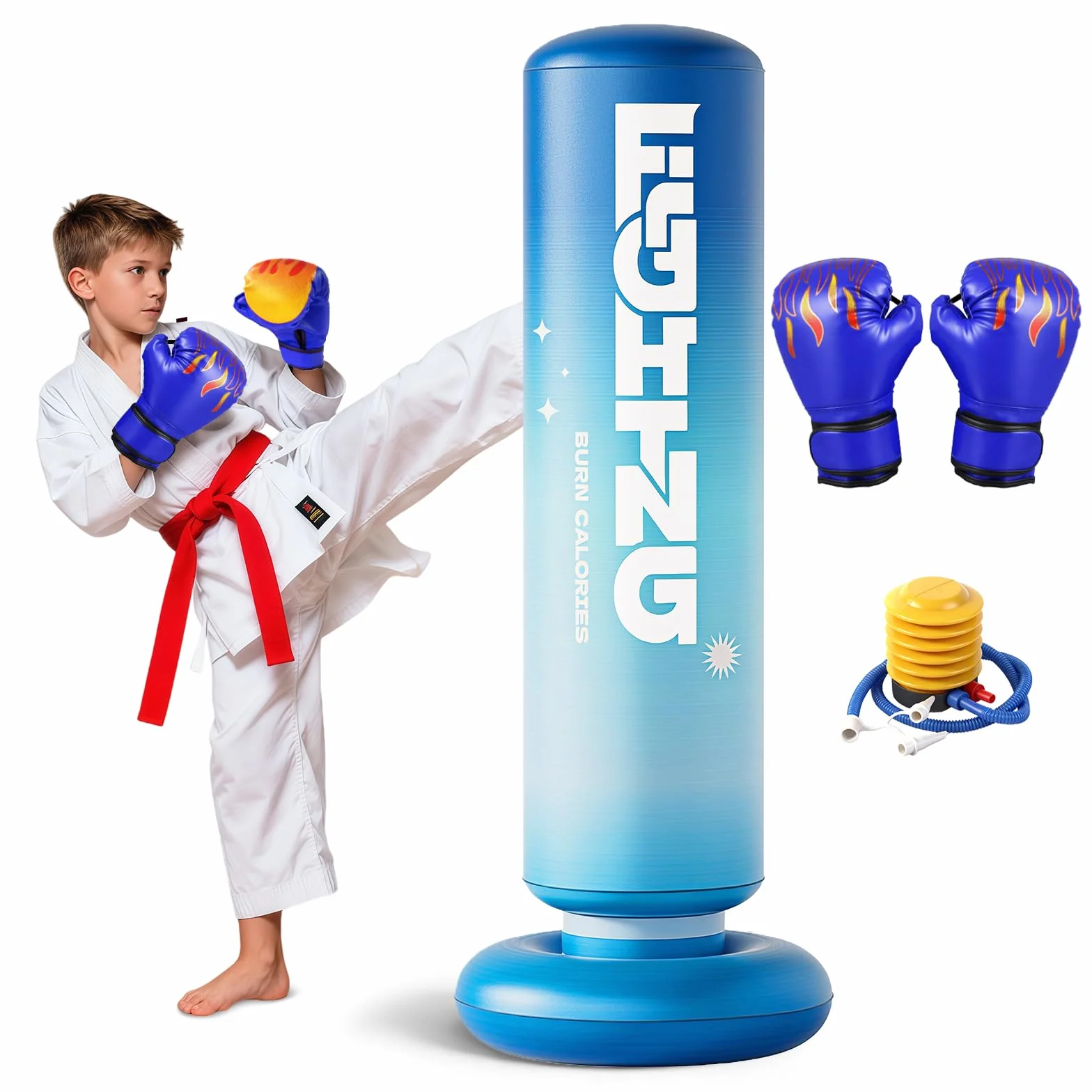 Flintronic Torba bokserska dla dzieci, nadmuchiwana piłka do dziurkowania dla dzieci, 120 cm/160 cm, stabilna torba bokserska, do domowej siłowni treningowej Taekwondo, idealny prezent dla chłopców i