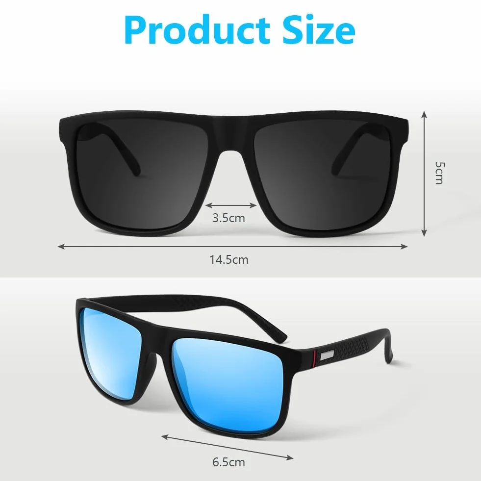 AUYAO Okulary przeciwsłoneczne dla mężczyzn i kobiet, okulary polaryzacyjne ochrona przed promieniowaniem UV, okulary przeciwsłoneczne retro, prostokątne okulary przeciwsłoneczne polaryzacyjne do