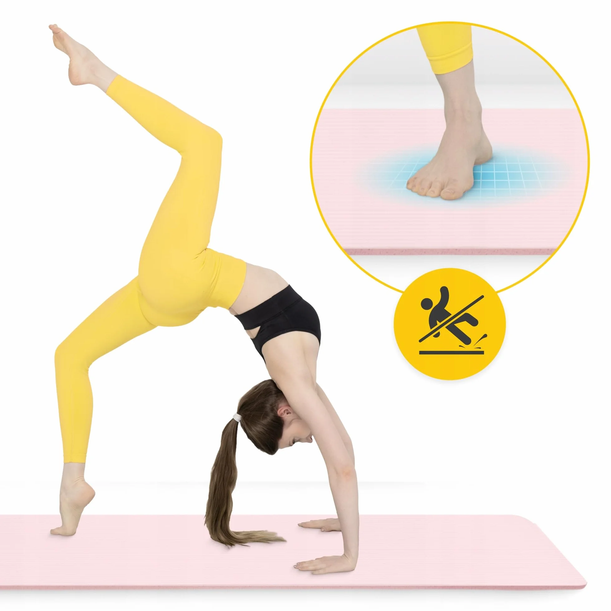Mata do ćwiczeń joga gimnastyczna gruba 1 cm różowa