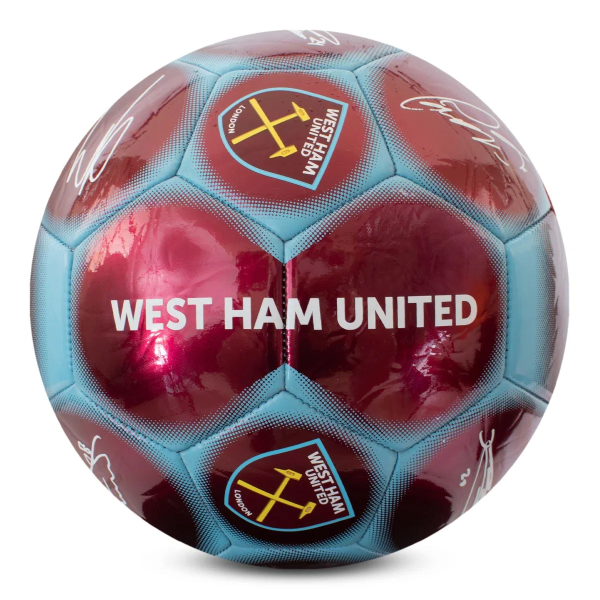 Hy-Pro Oficjalnie licencjonowana piłka nożna West Ham F.C. Classic Signature | metaliczny, rozmiar 5, młoty, trening, mecz, towar, kolekcjonerski dla dzieci i dorosłych