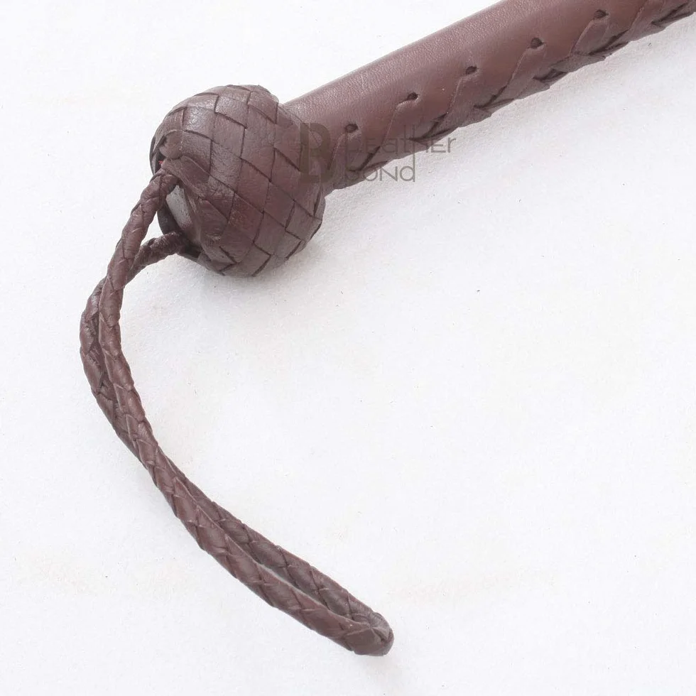 Skórzany bicz Indiana Jones 20 cm 25 m ciemnobrązowy 8 pasm bydlęcy