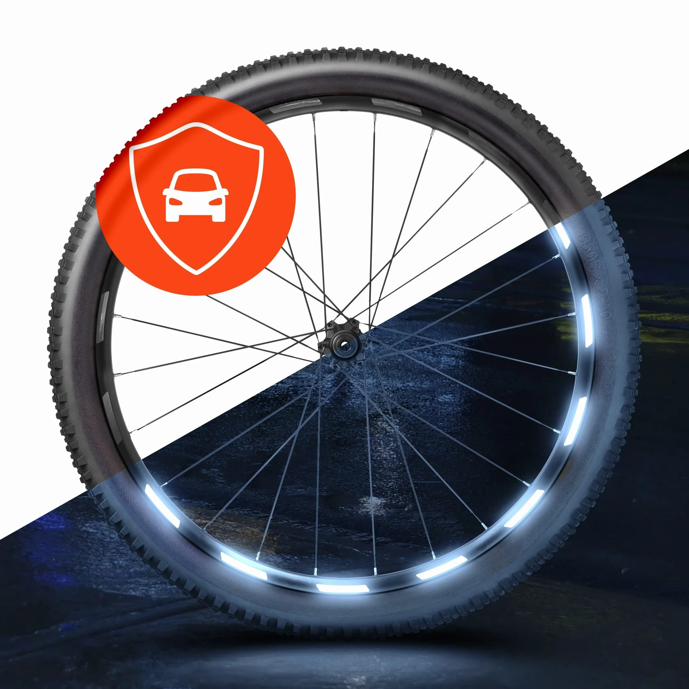 Luxshield odblaskowe naklejki rowerowe zestaw 64 sztuki na obręcze 26/27,5/28/29 cali folia odblaskowa