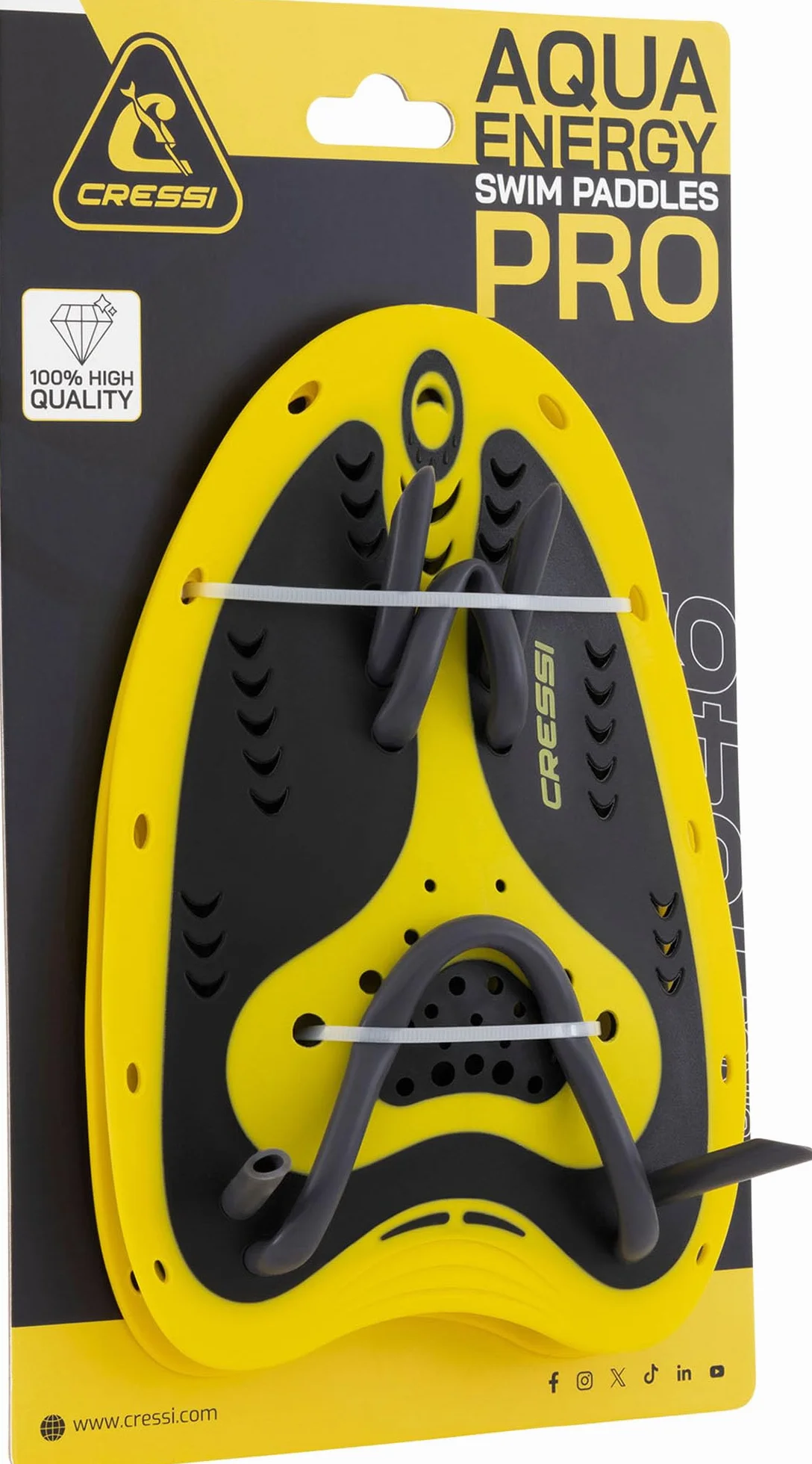 CRESSI Aqua Energy PRO Swim Paddles, łopata pływacka dla dorosłych, czarno-żółta, jeden rozmiar
