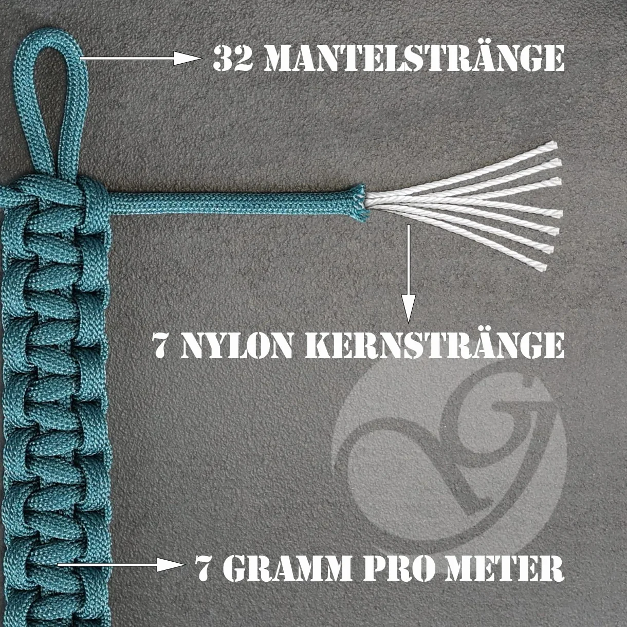 Ganzoo Paracord 550 linka 4 mm typ 3, biały marshmallow, hybrydowa konstrukcja nylon/poliester, 30 m, do wyplatania biżuterii, smyczy, akcesoriów psa, a także do campingu i bushcraft