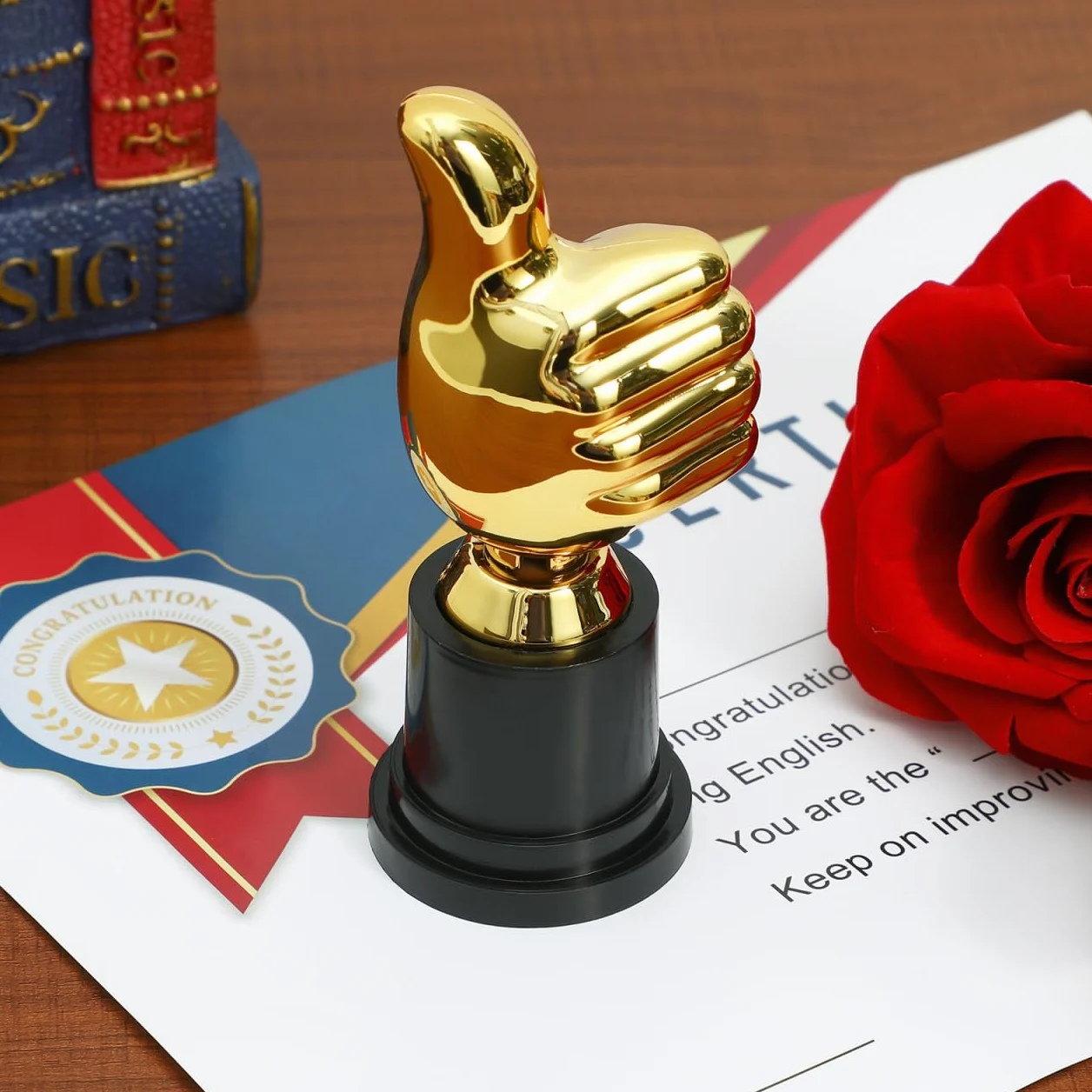 BESPORTBLE Kciuki wysoki trofeum palec trofeum dłoń trofeum puchar nagroda palec gest biurko rzeźba na ceremonię wręczenia nagród impreza sport złoty