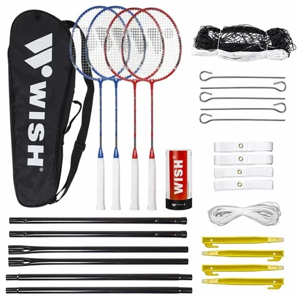 WISH Alumtec badminton racket zestaw 4 stojaki 3 ailerons net lines