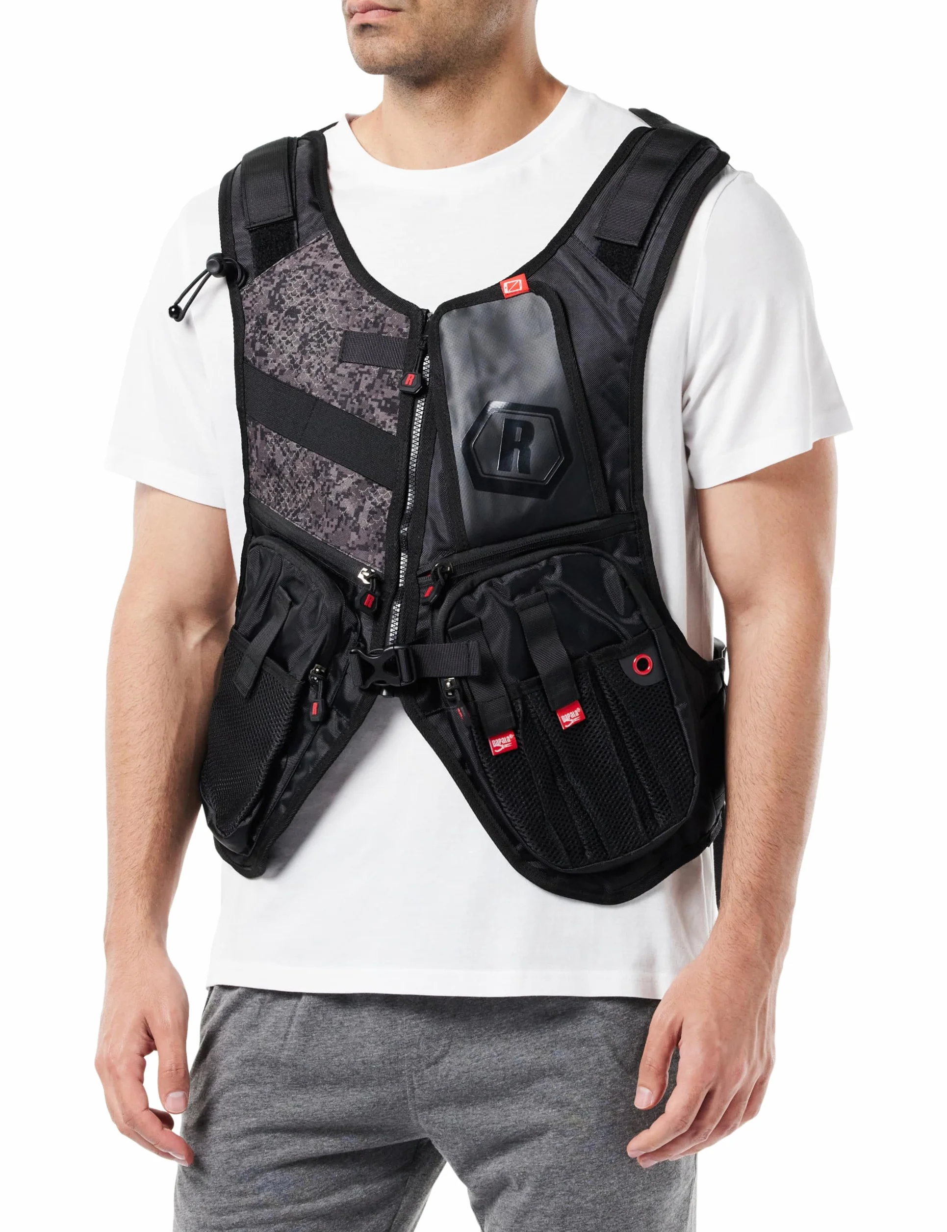 Rapala Unisex Rapala - Vissersvest Urban Vest Pack - z wirugzakiem na akcesoria dotykowe kurtkę, moro czarne, unikalna UE