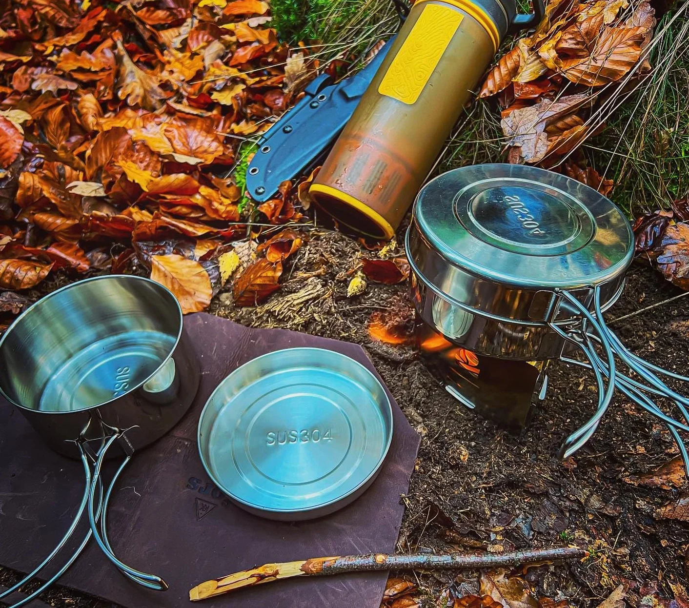 Bestargot Zestaw naczyń kempingowych z patelnią, naczynia do gotowania na zewnątrz, garnki piknikowe, ultralekki, zestaw garnków kempingowych, zestaw naczyń kempingowych do bushcraft