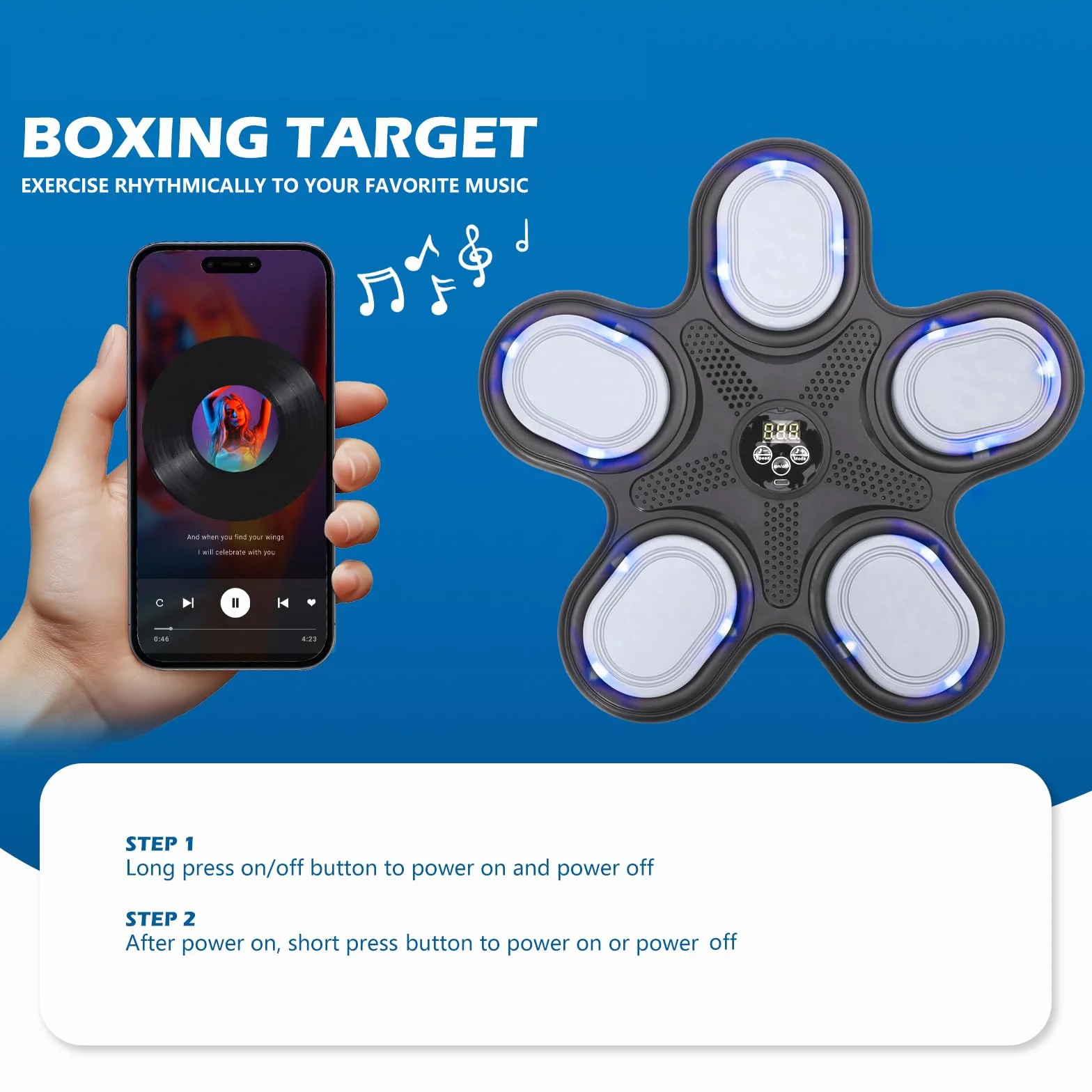 Ark miido Music Boxing Machine Bluetooth z rękawicami bokserskimi, 9 trybów prędkości, trening bokserski w domu