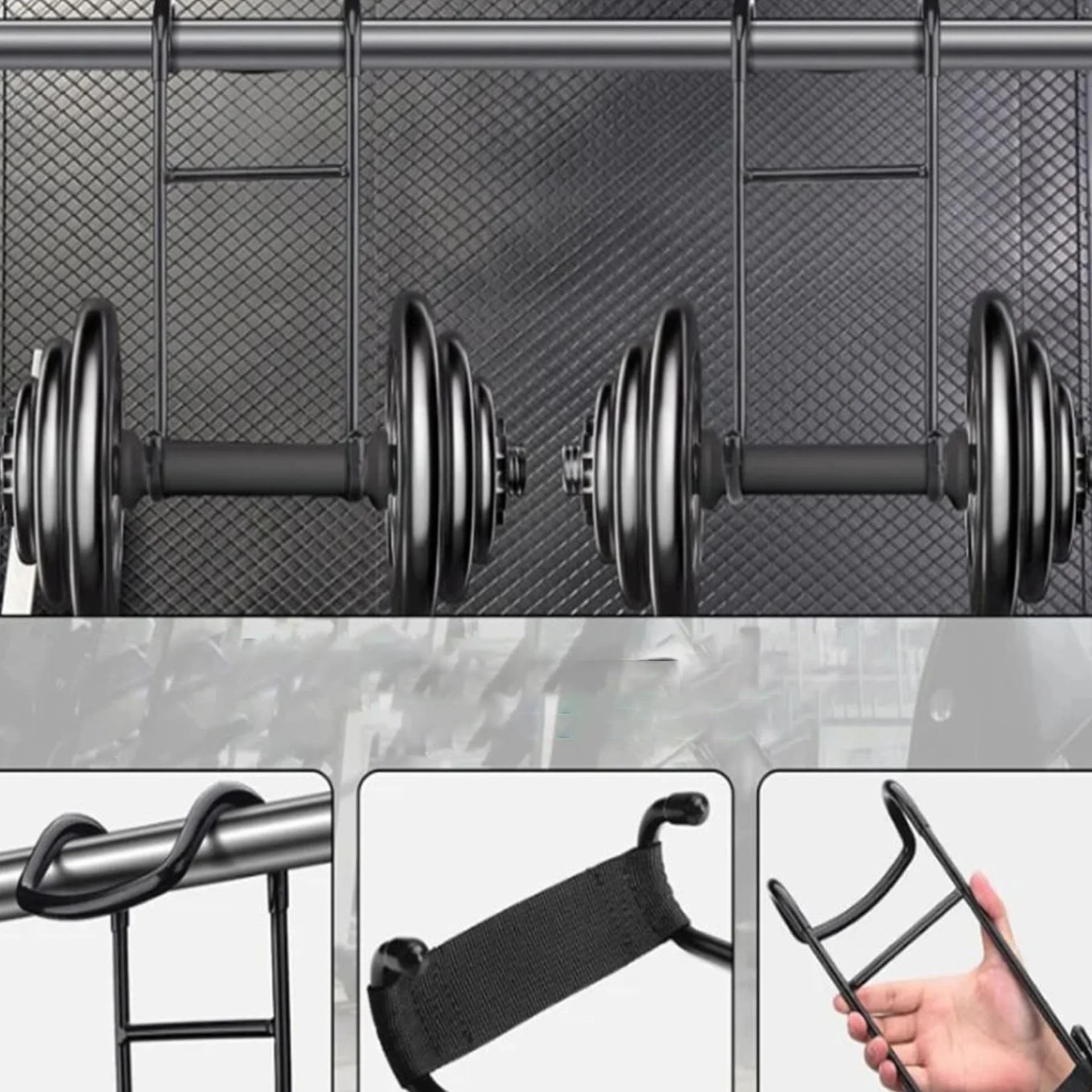 2PCS Hantle Stand, Obciążenie w Ramach 102kg, Haczyki Na Hantle Heavy Do Barbell, Fitness, Klatka Piersiowa, Ćwiczenia Ramion z Paskami Nadgarstkowymi, Haczyki Do Prasy Ławkowej Fitness Podnosze