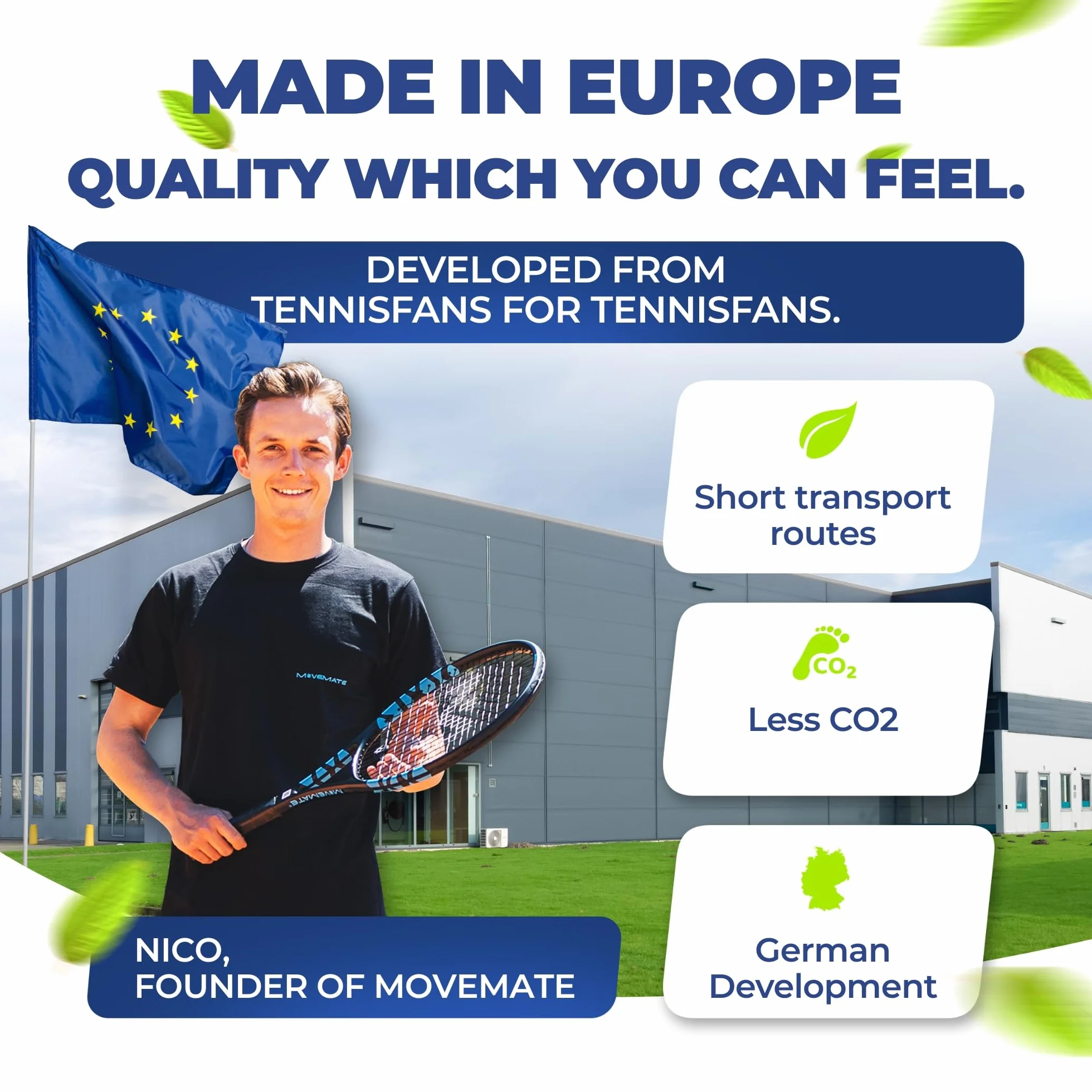 MOVEMATE Zestaw do tenisa z piłką tenisową Wilson® | innowacyjna gra w piłkę na świeżym powietrzu, w ogrodzie, w parku dla nastolatków i dorosłych | w tym torba transportowa i filmy z ćwiczeniami