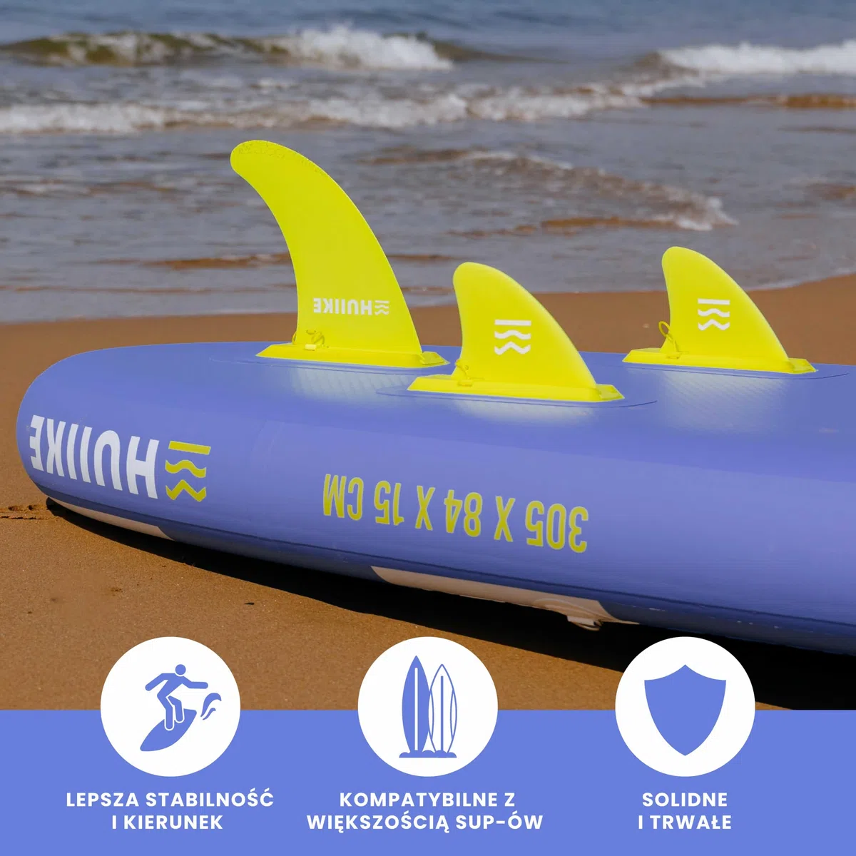 Zestaw 3 Wymiennych, Odłączanych Finów - HUIIKE | Fin do Wymiany na Tablicy Stand Up Paddle Board, Akcesoria do Planszy SUP, Wymienny Fin, SUP Akcesoria Planszy Stand Up Paddle Board