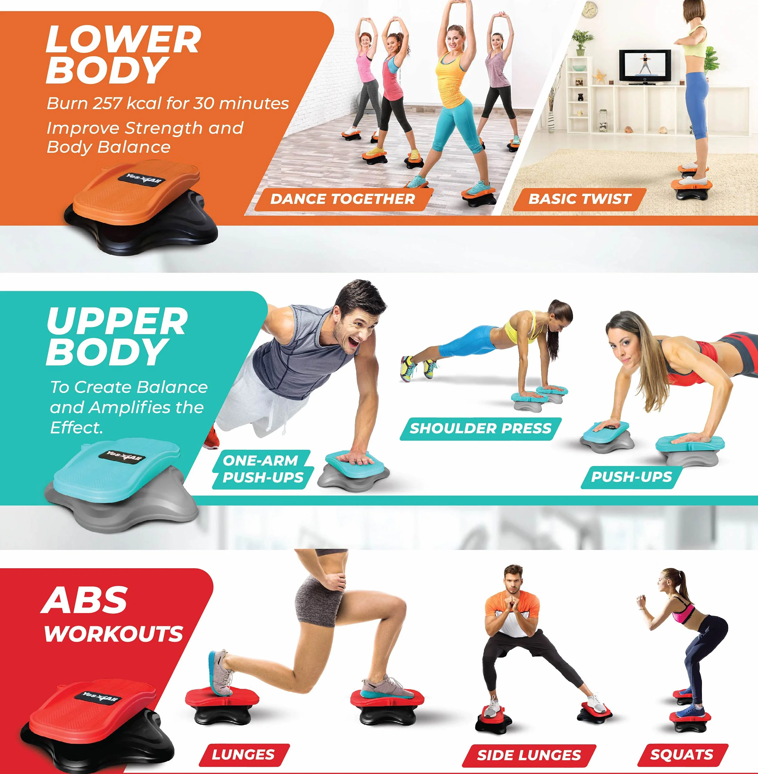 Yes4All Twist Waist Disc - Fitness Talia Twister nowej generacji Fitness Talia Twist Disc do wielofunkcyjnej podeszwy stóp Sprzęt fitness do domu, wyszczuplający sprzęt sportowy