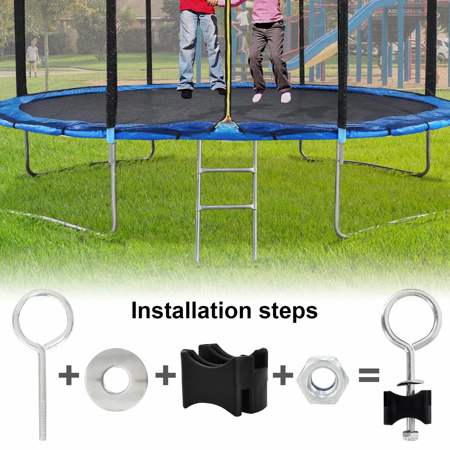 12 sztuk akcesoriów do trampoliny, śruby do trampoliny, śruby do prętów siatkowych trampoliny, części zamienne do trampoliny, wzmocnienia stabilności trampoliny do dużych i małych trampolin