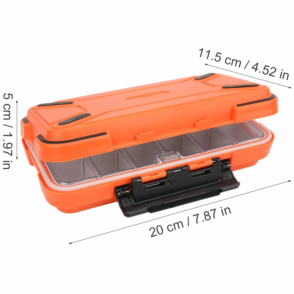 Wodoodporny organizer na sprzęt wędkarski z dwustronnymi przegródkami na przynęty, haczyki i akcesoria. Grubsza plastikowa obudowa do wędkarstwa muchowego (model C, L 39 x 39 x 4,5 cm /