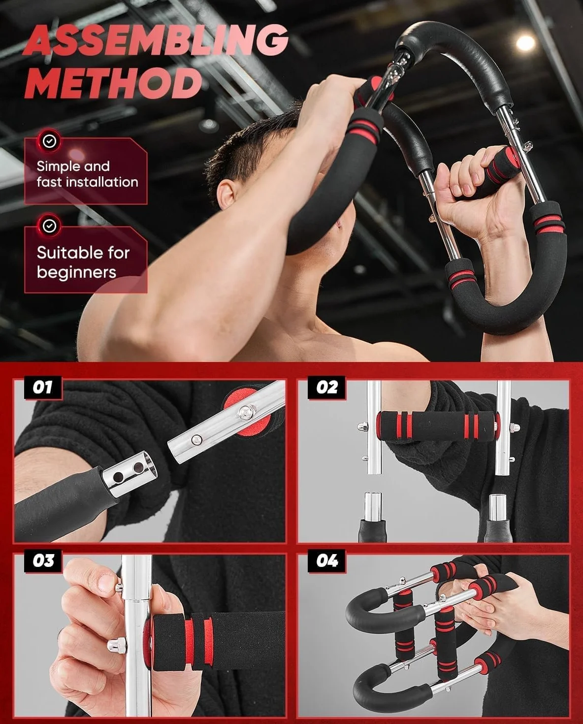 VLFit Trener ramion Twister, regulowany przedłużacz piersi w kształcie litery U, trener ud, sprzęt fitness siłowy ciała, idealny kształt ciała, wytrzymałość