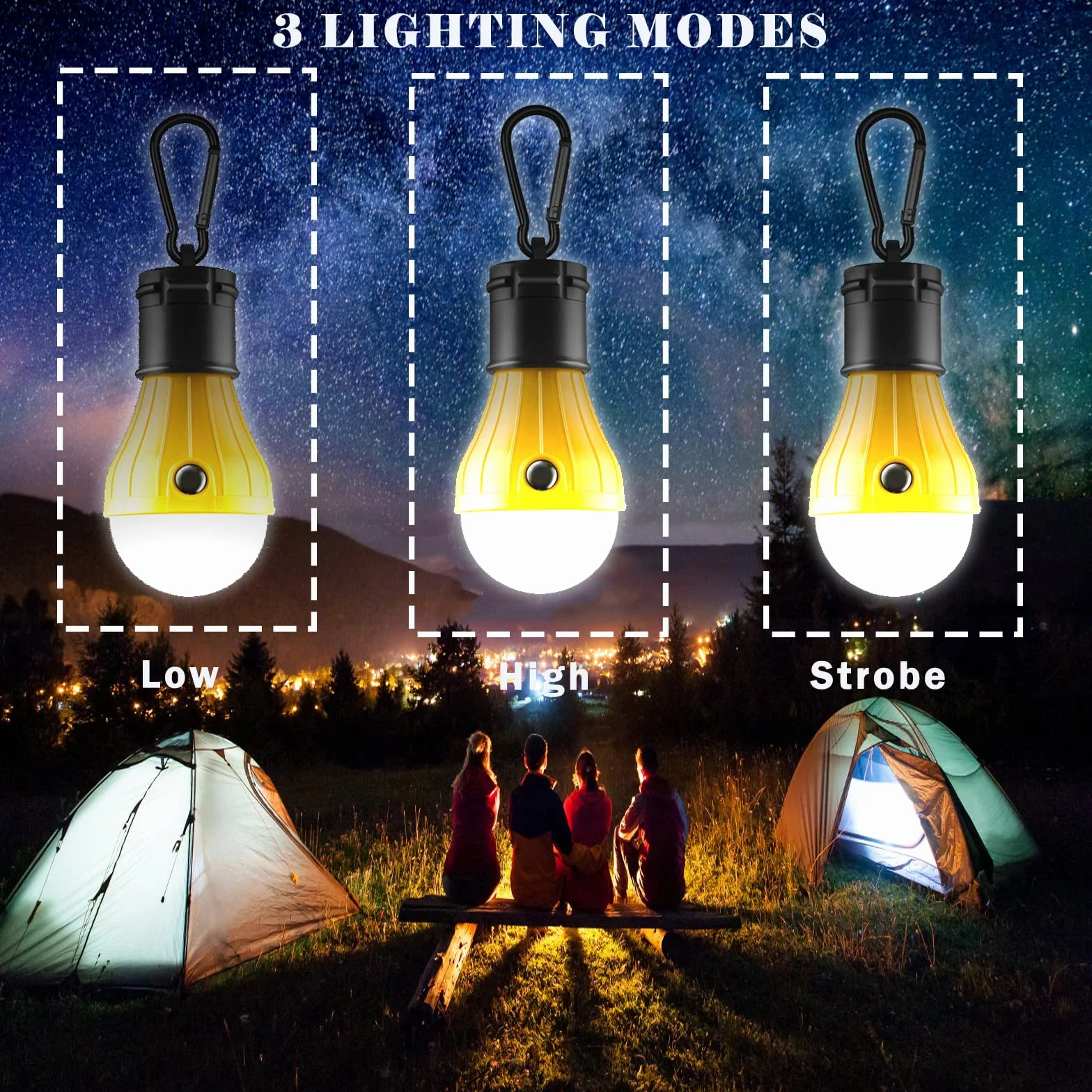 4 sztuki lamp kempingowych LED, do namiotu, z karabińczykiem, zestaw żarówek dla dzieci, oświetlenie plecaka, przenośna, wodoszczelna lampa kempingowa do ogrodu, garażu, wędkowania, przygód, kempingu, dekoracji na co dzień