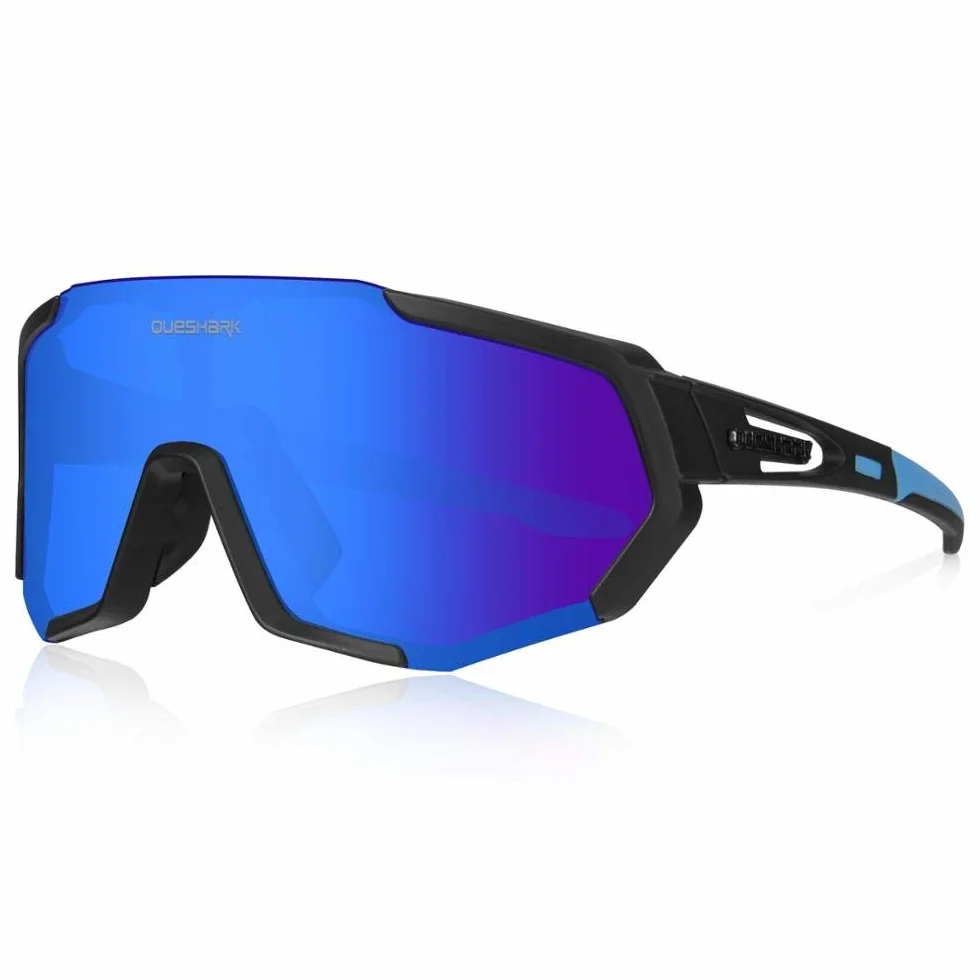 Queshark Okulary Rowerowe Spolaryzowane Sportowe Okulary Przeciwsłoneczne TR90 Unbreakable Frame Okulary Rowerowe Dla Kobiet Mężczyzn z 3 Wymiennymi Soczewkami Anti-UV400 do Jazdy Wędkarstwo Glof Baseball Bieganie Piesze Wycieczki