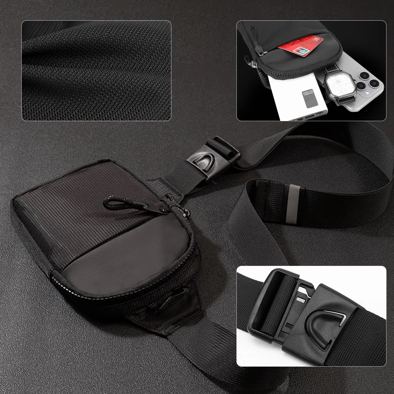 Sling Chest Crossbody Bag, torba na klatkę piersiową dla mężczyzn, wodoszczelna torba na ramię, na podróż, wędrówki, jazdę na rowerze, kemping, sport na świeżym powietrzu