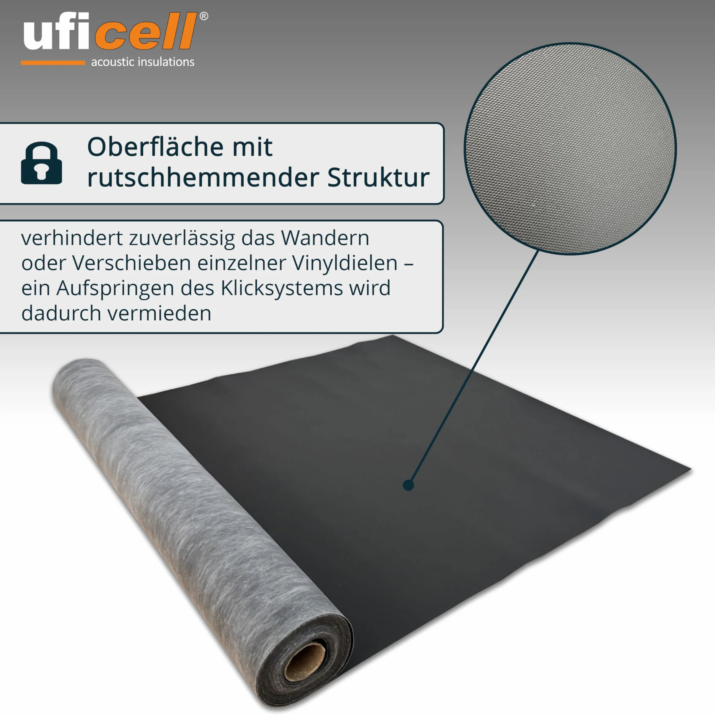 Uficell Vinosilent Premium winylowa izolacja akustyczna 1,5 mm 20 m² podkładka antypoślizgowa do podłóg winylowych LVT