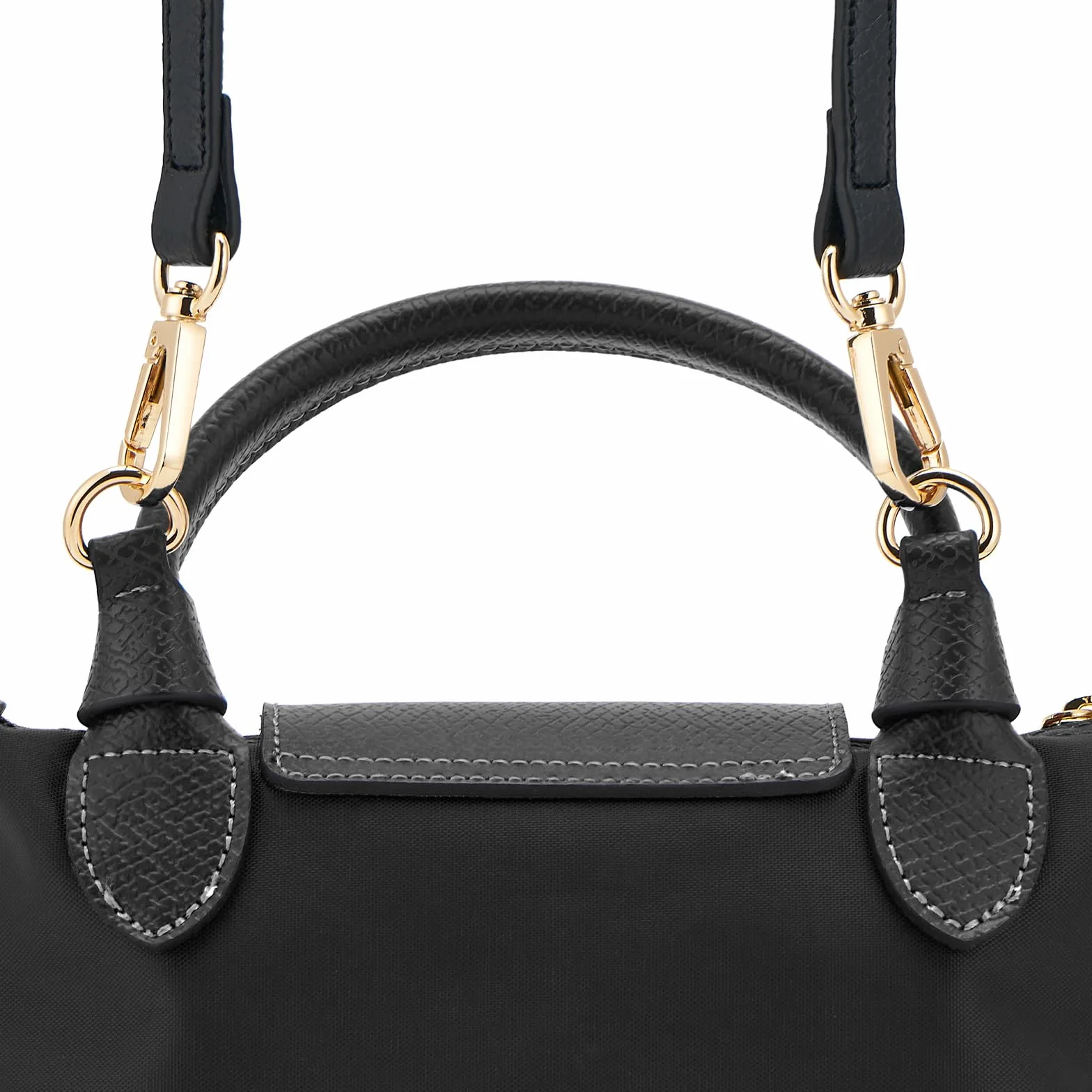 QIUTIMIY Skórzany pasek do torebki, zapasowy pasek na ramię do portfela Longchamp, regulowany pasek na ramię Crossbody (czarny)