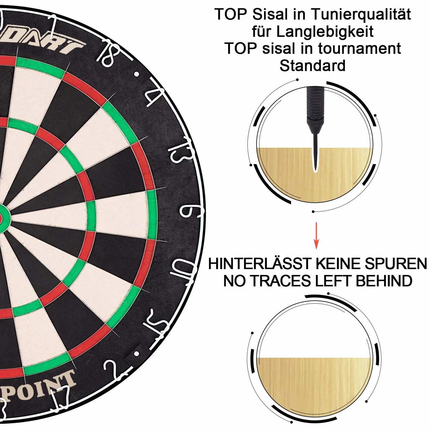 Tarcza do darta Bristle Dart stalowa wymiary turniejowe zestaw 6 metalowych grotów 12 lotek