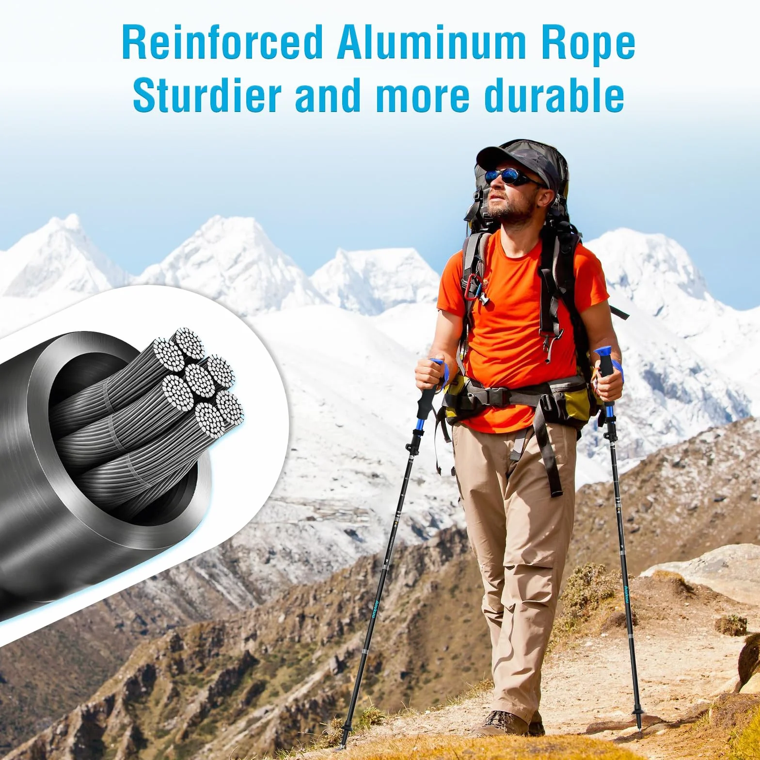 Anykuu Kijki Trekkingowe Składane 110-130 cm 7075 Aluminium z Torbą Transportową