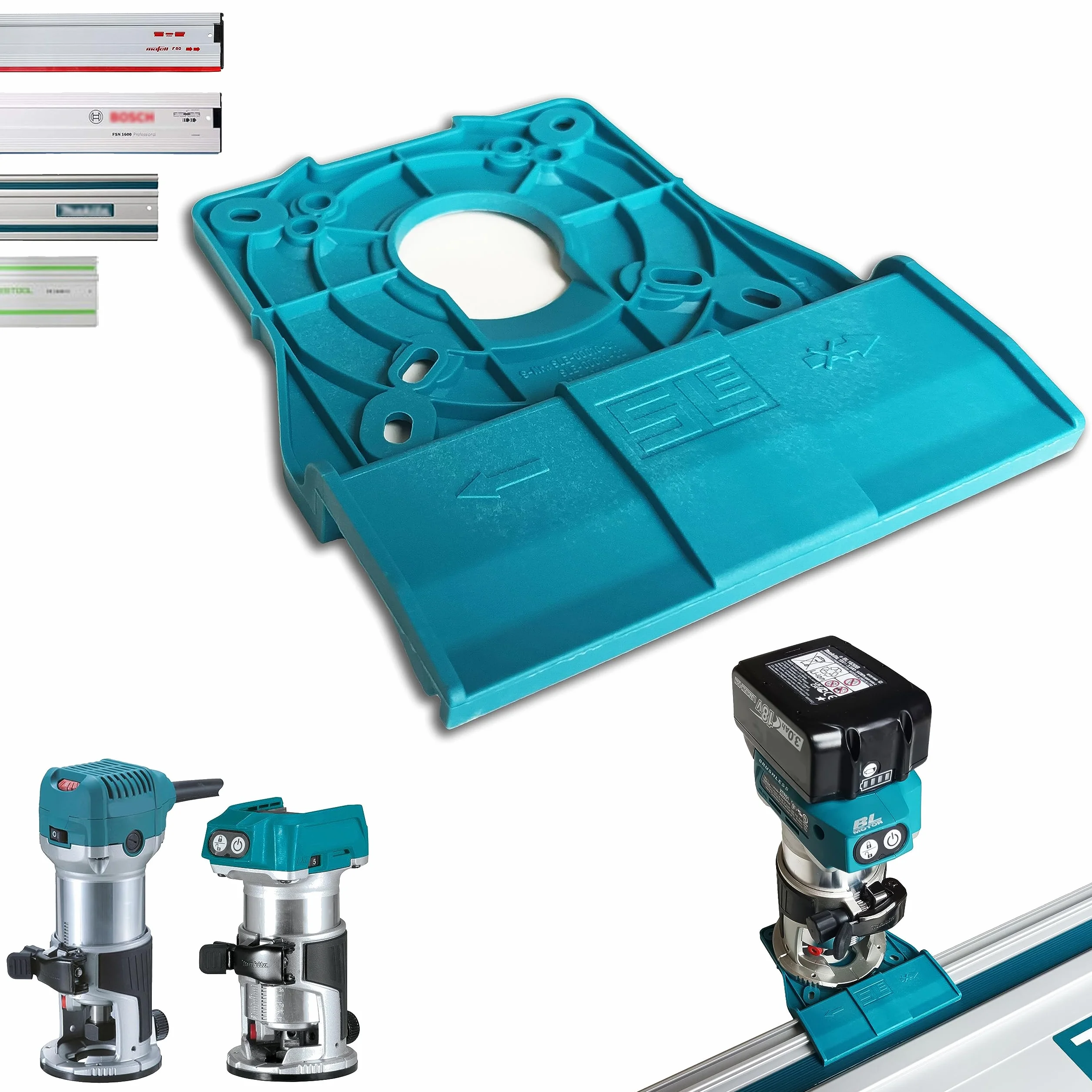 SLE Engineering Adapter szyny prowadzącej do Makita DRT50 RT0700C RT0702C Bosch Festool Mafell