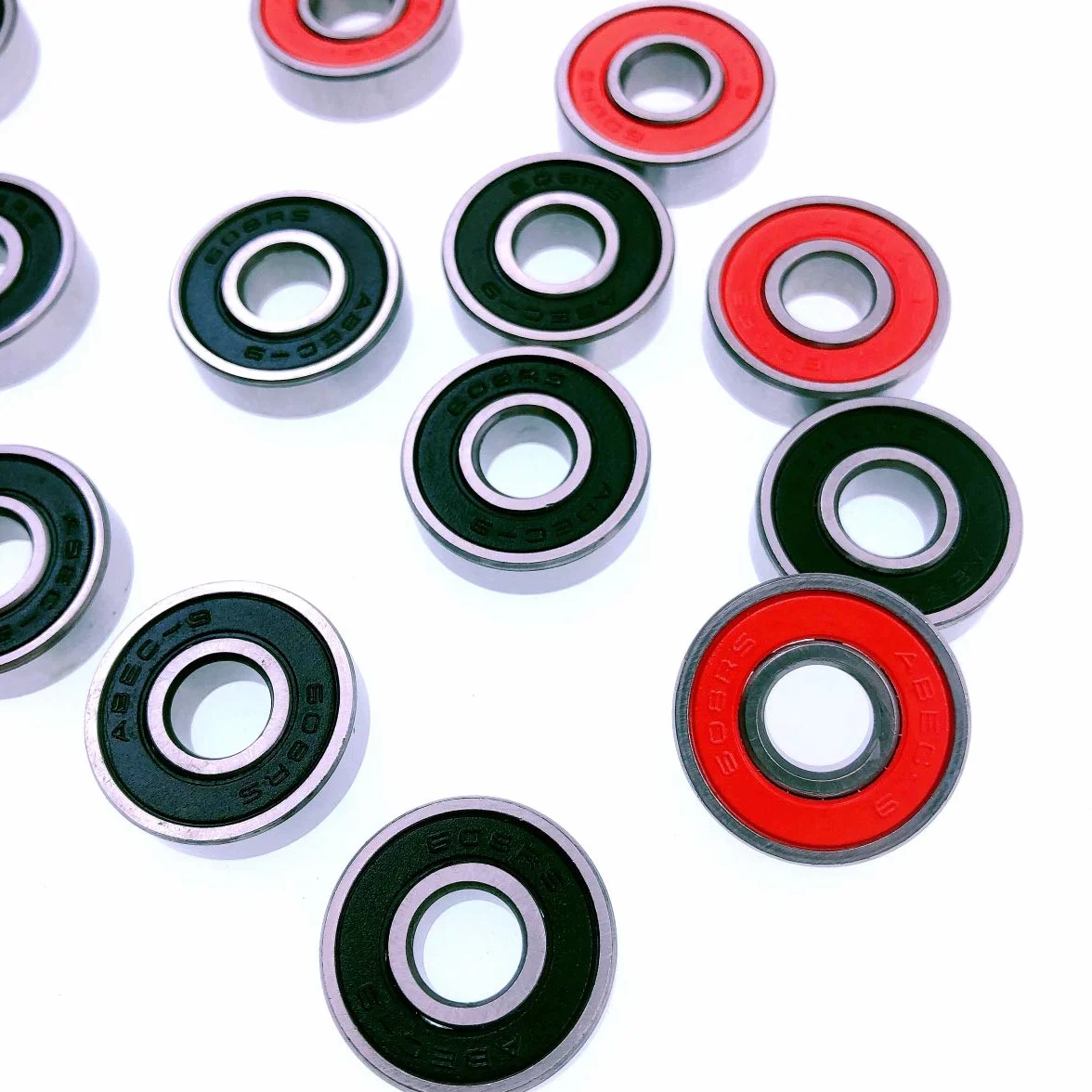 JZK 20 x Łożyska Skate 608 RS ABEC-9 Łożyska Rolki Łyżwy Rolki Łyżwy Skutery, Czerwony i Czarny