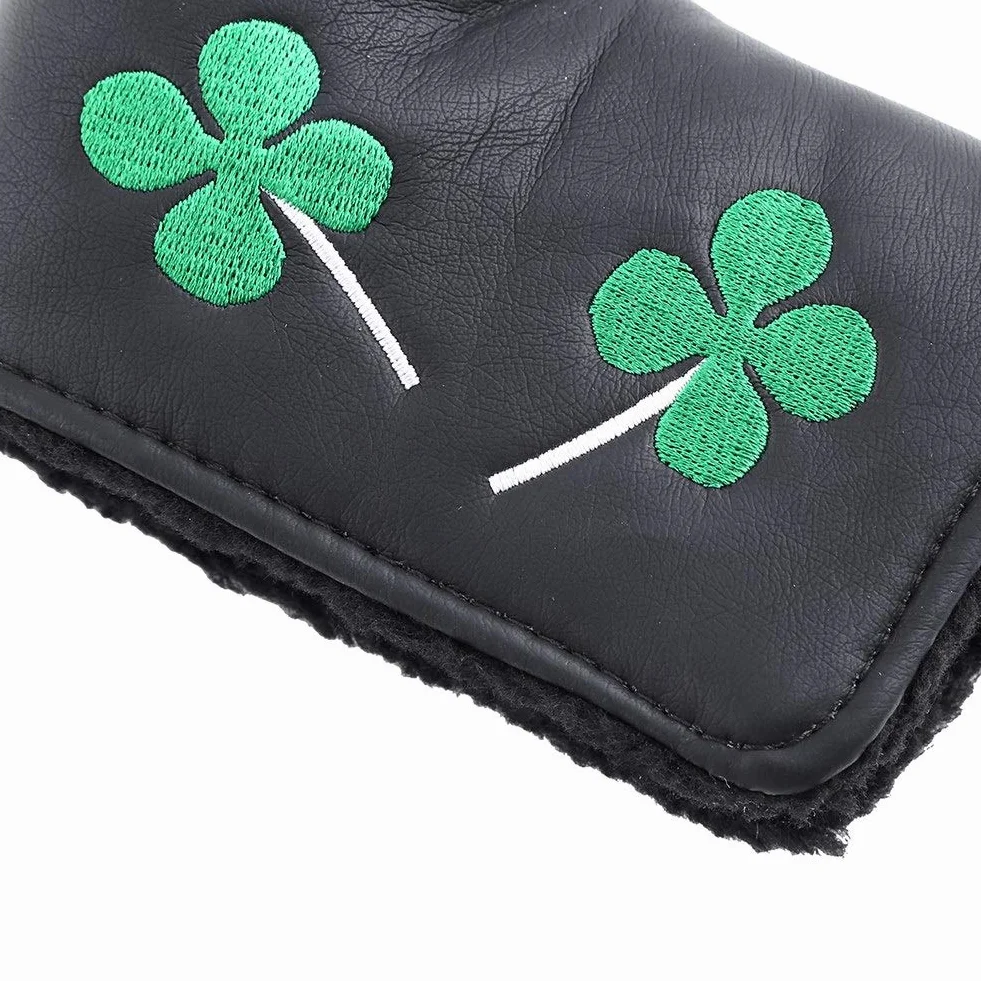 Nikou Putter Cover skórzany magnetyczny putter nakrycie głowy cztery liście golfa pokrowiec do aktywności w golfa (czarny)