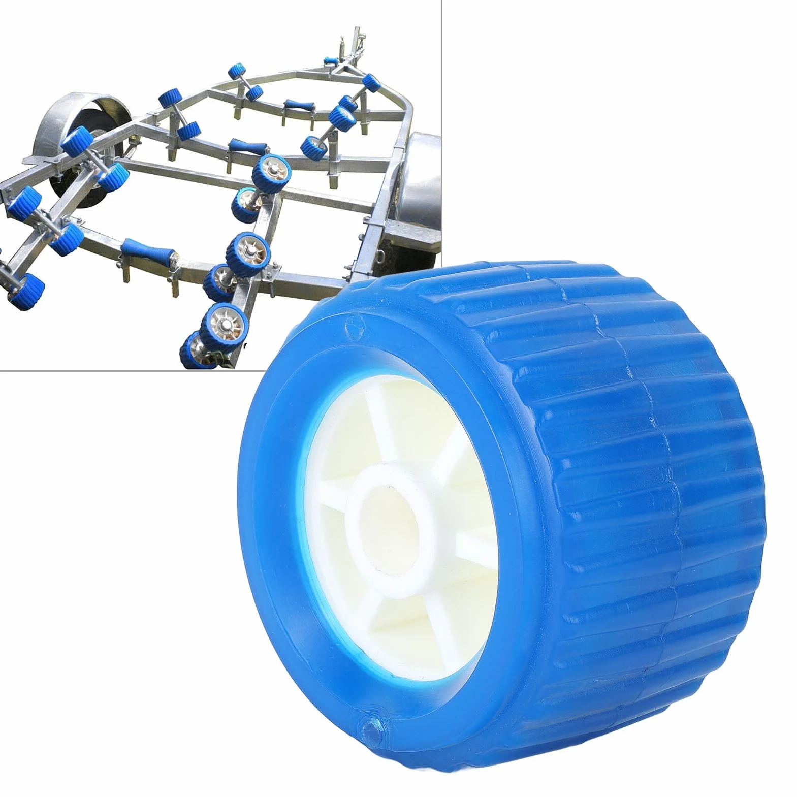 4 szt. Żebrowana Rolka Uchylna Morska 108 75 19 Mm PP Odporna na Wysokie Temperatury Rolka do Przyczepy do łodzi z Doskonałym Materiałem PU do łodzi,