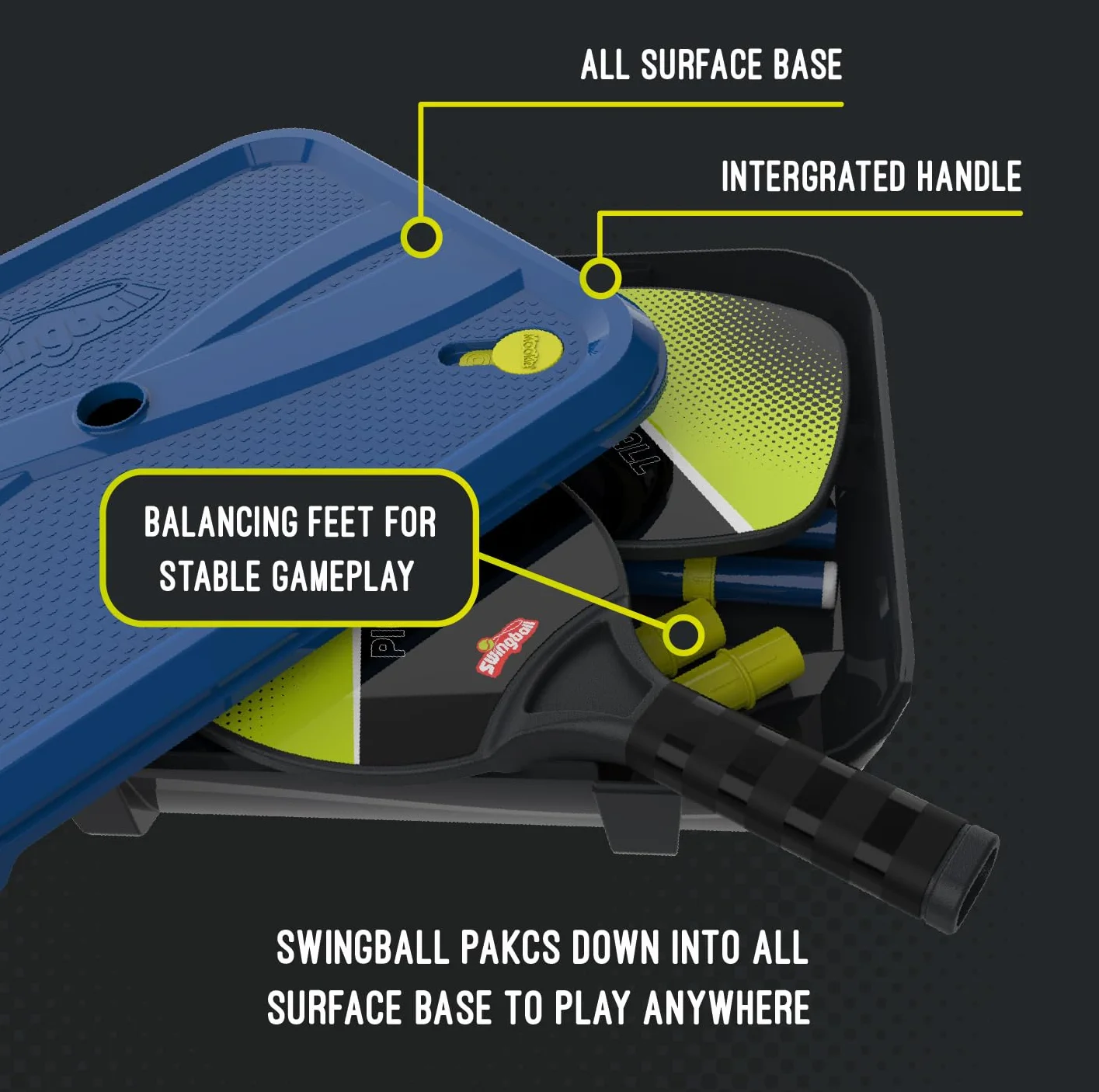Swingball Pickleball All Surface przenośny zestaw gier Pickleball dla dzieci w wieku od 6 lat, regulowana wysokość, lekkie wiosła, przyjazny dla początkujących i profesjonalistów, rodzinna zabawa w