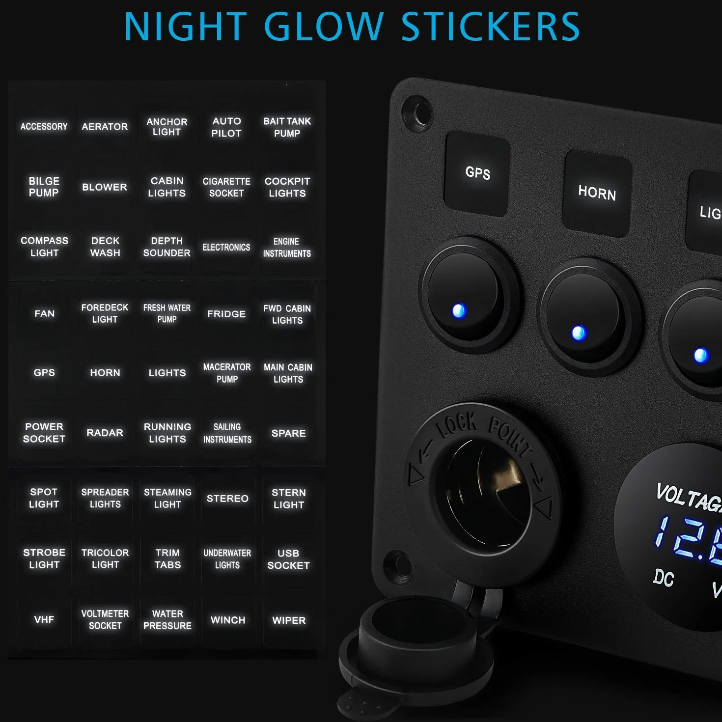 Kohree panel sterujący 12V/24V 4,2A IP65 podwójna ładowarka USB woltomierz 5 przełączników dźwigniowych