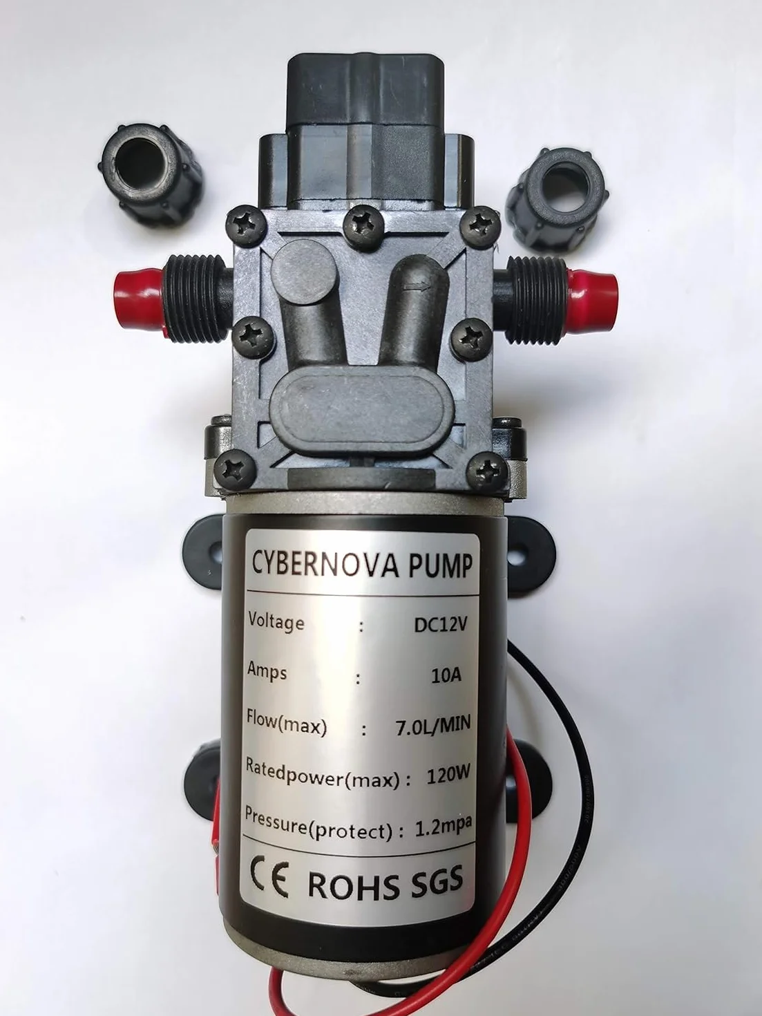 CYBERNOVA DC12V 7L / min 174 PSI Wysokociśnieniowa samozasysająca membranowa pompa do świeżej wody do kempingu/łodzi/przyczepy kempingowej/ogrodu/pojazdu/czyszczenia kampera