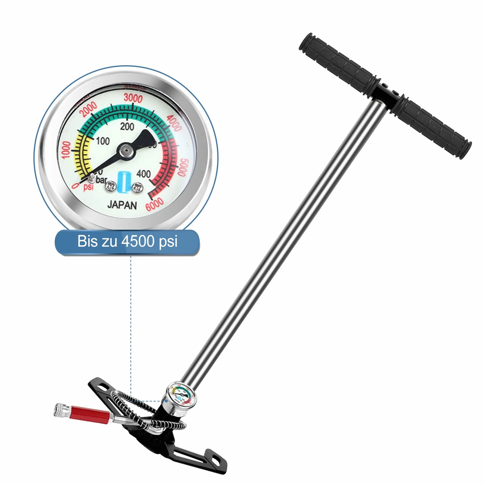 Pompka powietrzna stojąca Trzystopniowa ręczna pompka powietrza 4500 psi Pompka PCP 3 Stage Ładowanie wiatrówki Strzemię Pompka ręczna, Pompka ręczna z pałąkiem Pompka strzemięczkowa, Ręczna pompka