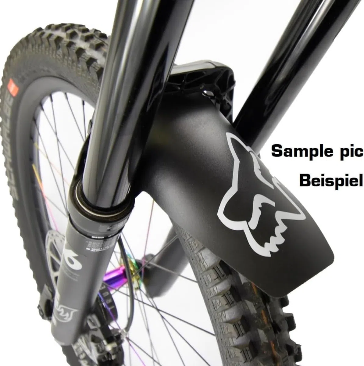 Mud Guard rower Racing MTB DH FR Ebike kompatybilny z widelcem Fox, ochrona przed pryskaniem, błotnik (Retro Camo/Logo biały)