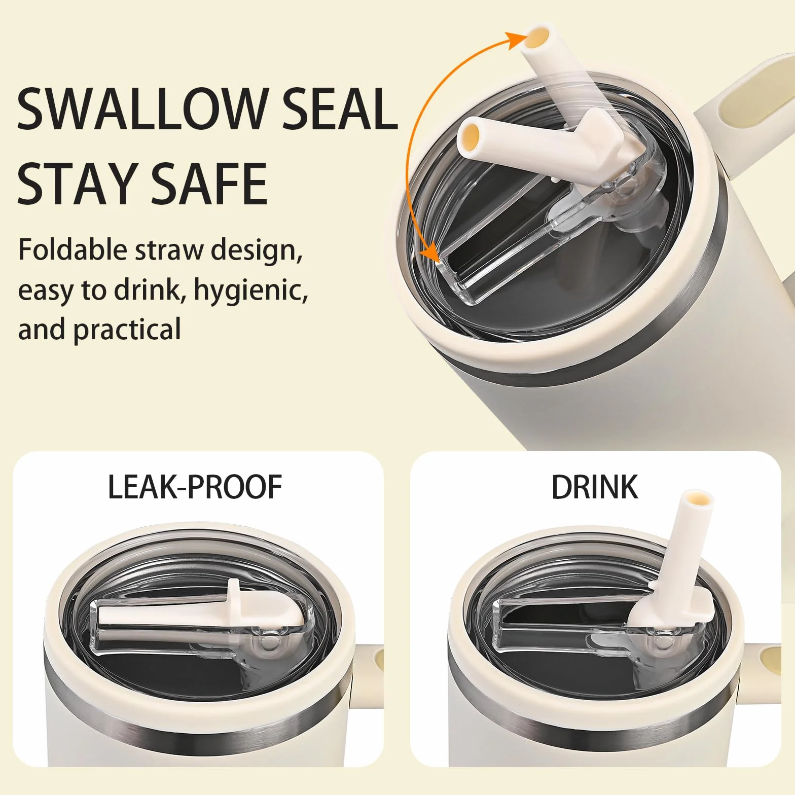Stanley Pokrywki 40OZ(2 szt) Zapasowe, Kompatybilne z Stanley, Hydro Flask | Zestaw z 4 Słomkami + Szczotką | Wodoodporne, Szczelne, BPA Free – Do Biura, Podróży i Treningu