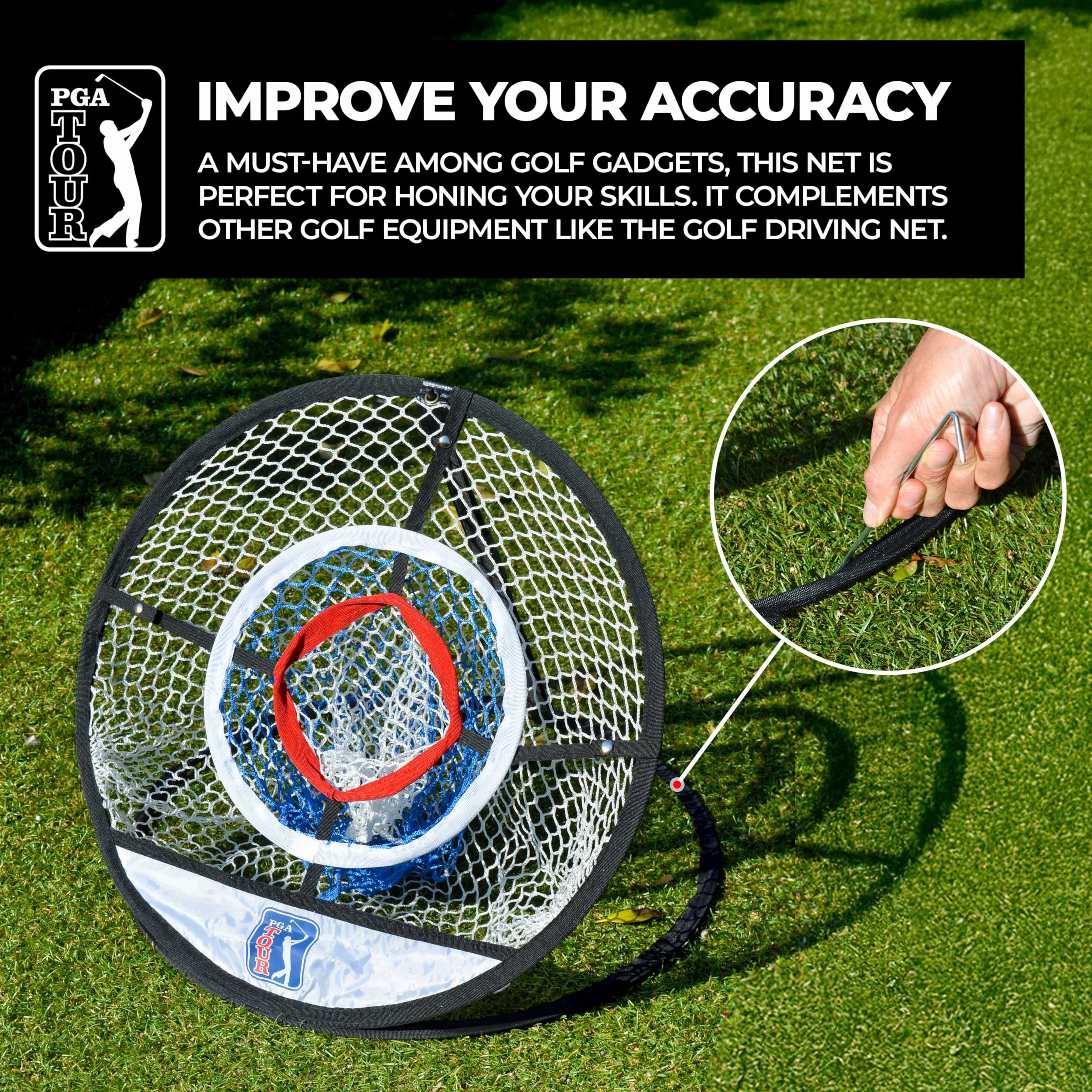 PGA Tour Perfect Touch Chipping siatka 28,5 x 3,2 x 28,5 cm niebieska zielona