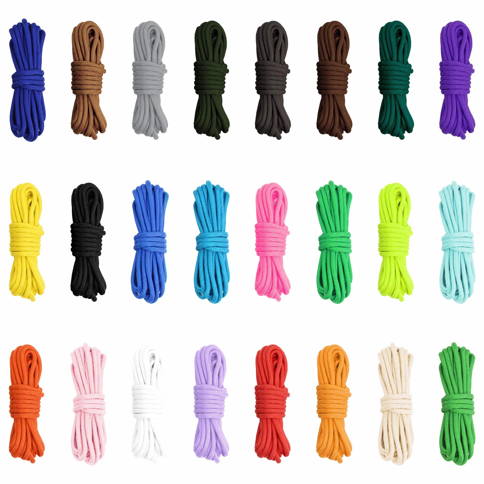 Linka paracord 4 mm 550 250 kg 7-żyłowy zestaw 24 rolki survival