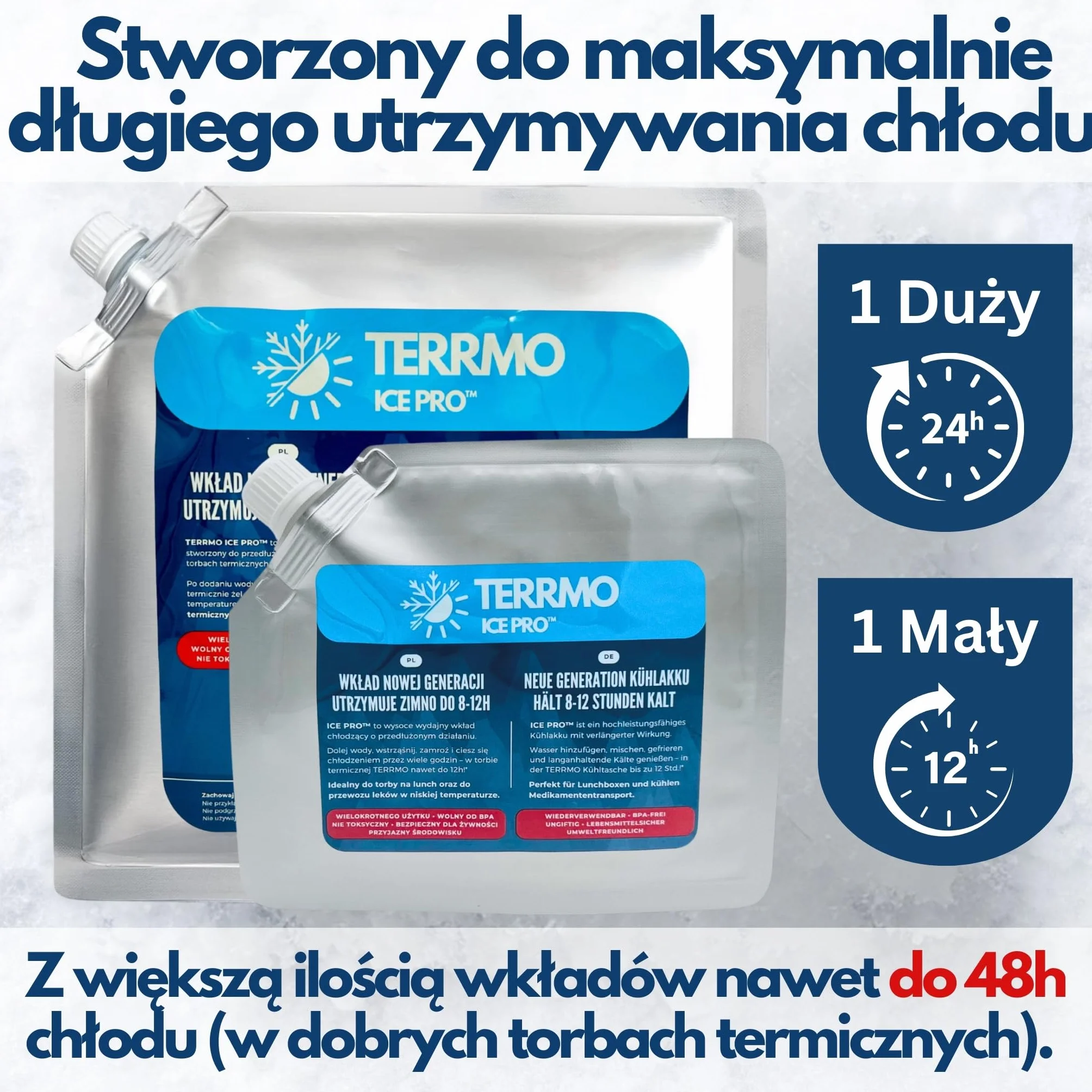 Wkłady do Lodówki Turystycznej IcePro Ultra-wydajne 24-72h Wielokrotnego użytku Zestaw