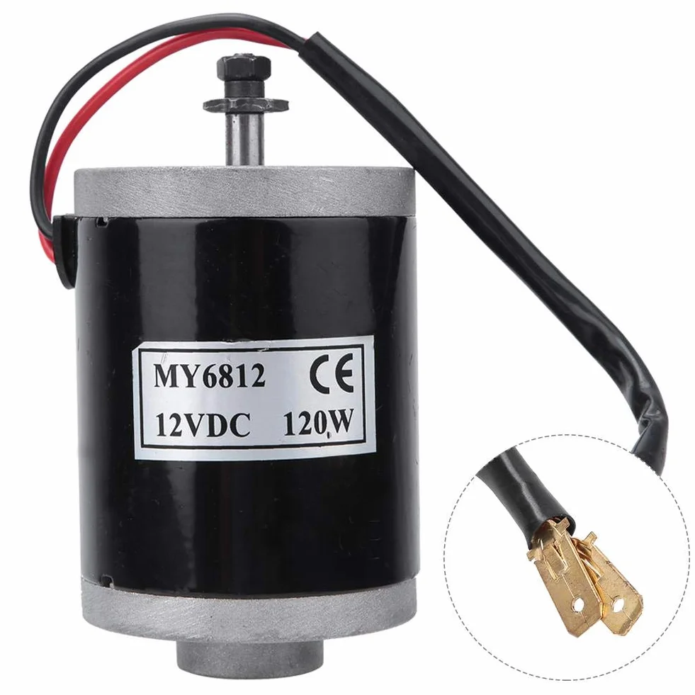 MAGT silnik elektryczny 12V, MY6812 12V 120W silnik szczotkowy z kołem paskowym, silnik wysokoprędkościowy mały silnik elektryczny do skutera elektrycznego, roweru elektrycznego
