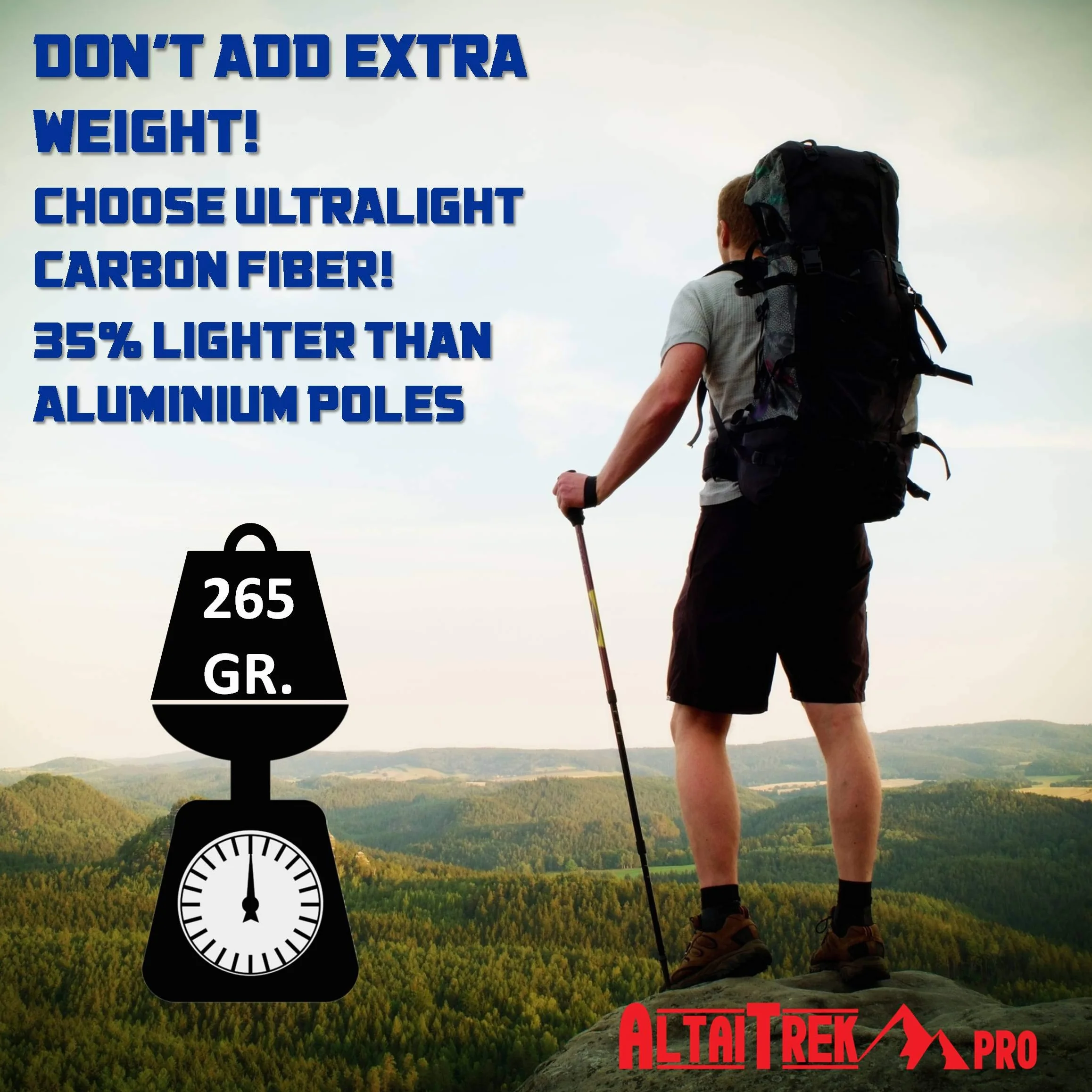 ALTAITREK PRO Kijki Trekkingowe Składane z Włókna Węglowego Quick Lock