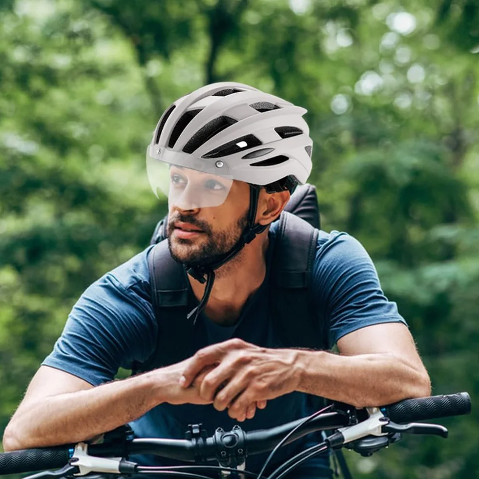 Magnetyczne gogle do kasku rowerowego - zdejmowany przezroczysty wizjer z ochroną przeciwsłoneczną - Unisex do jazdy na rowerze