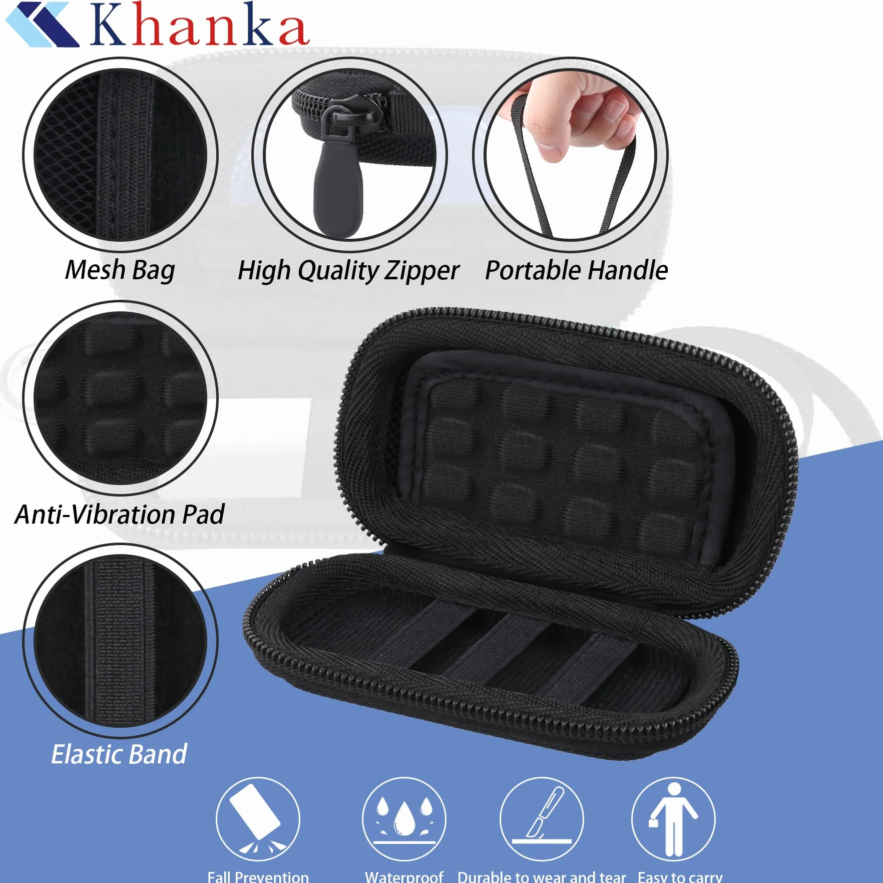 Khanka Twarde etui na monitor serca KardiaMobile 6L/1L EKG z karabińczykiem i smyczą